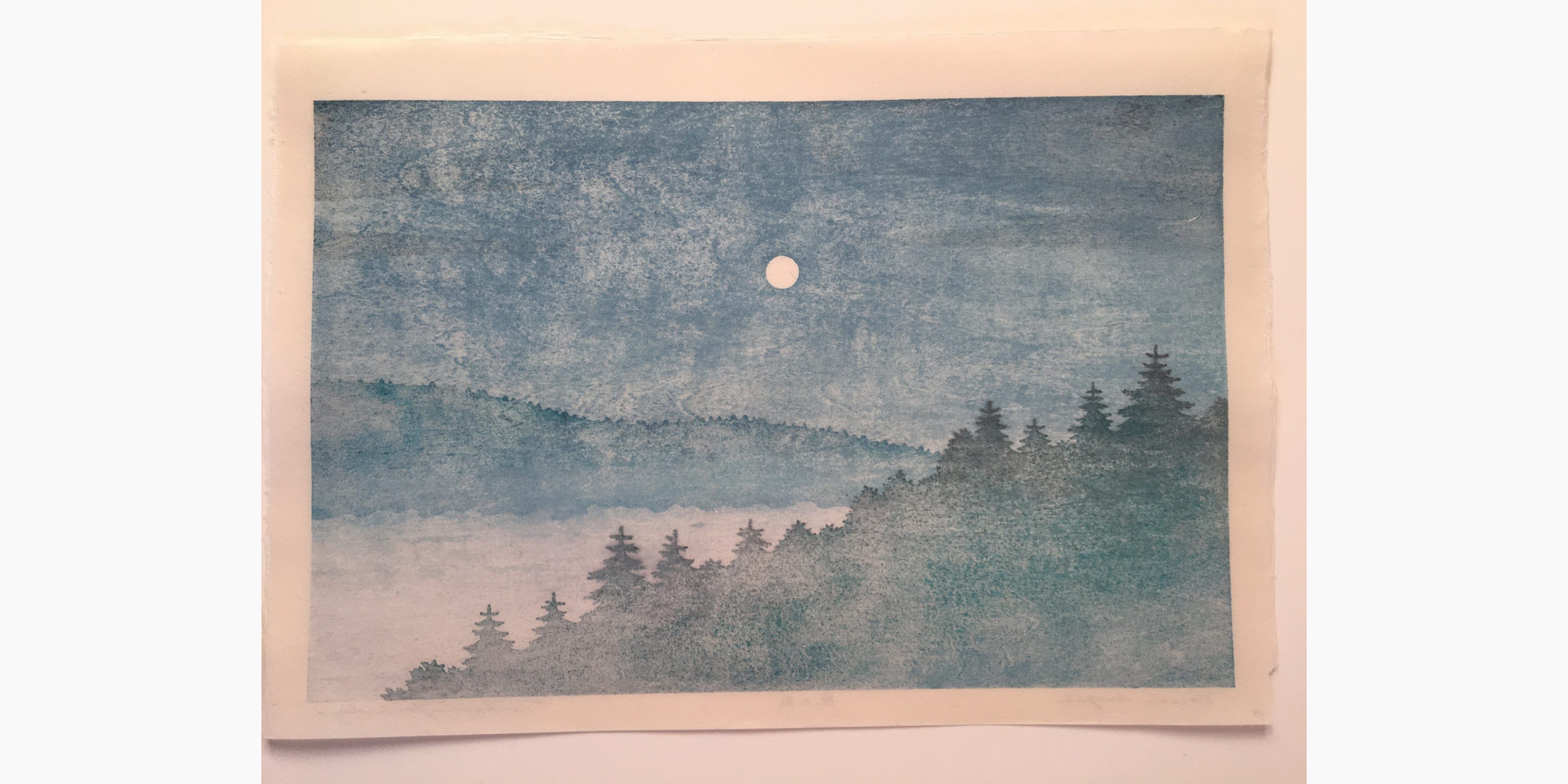 Japanese print - Tsukasa Yoshida - Forest Night