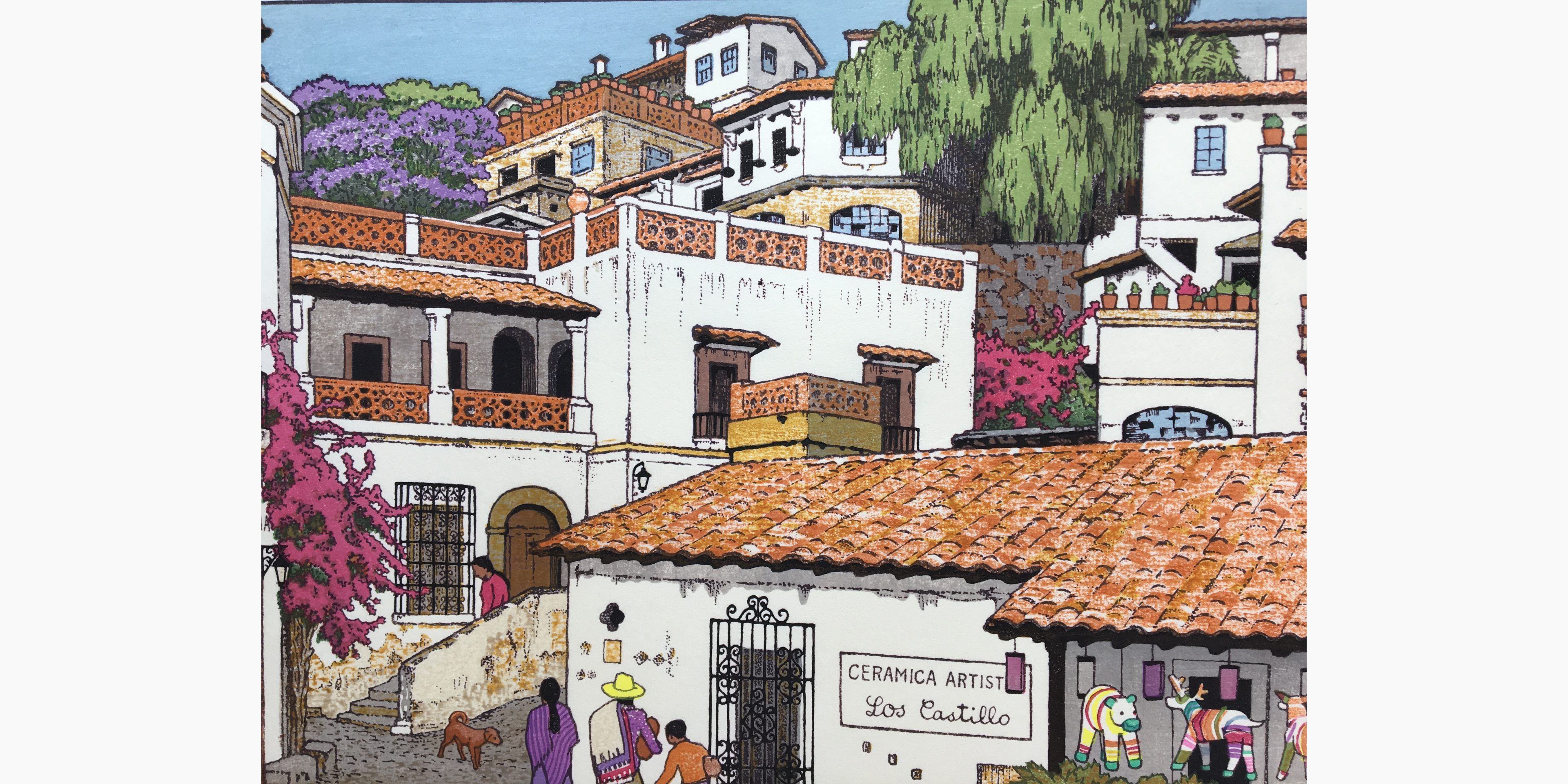 Japanese woodblock print - Toshi Yoshida - Taxco, Mexico