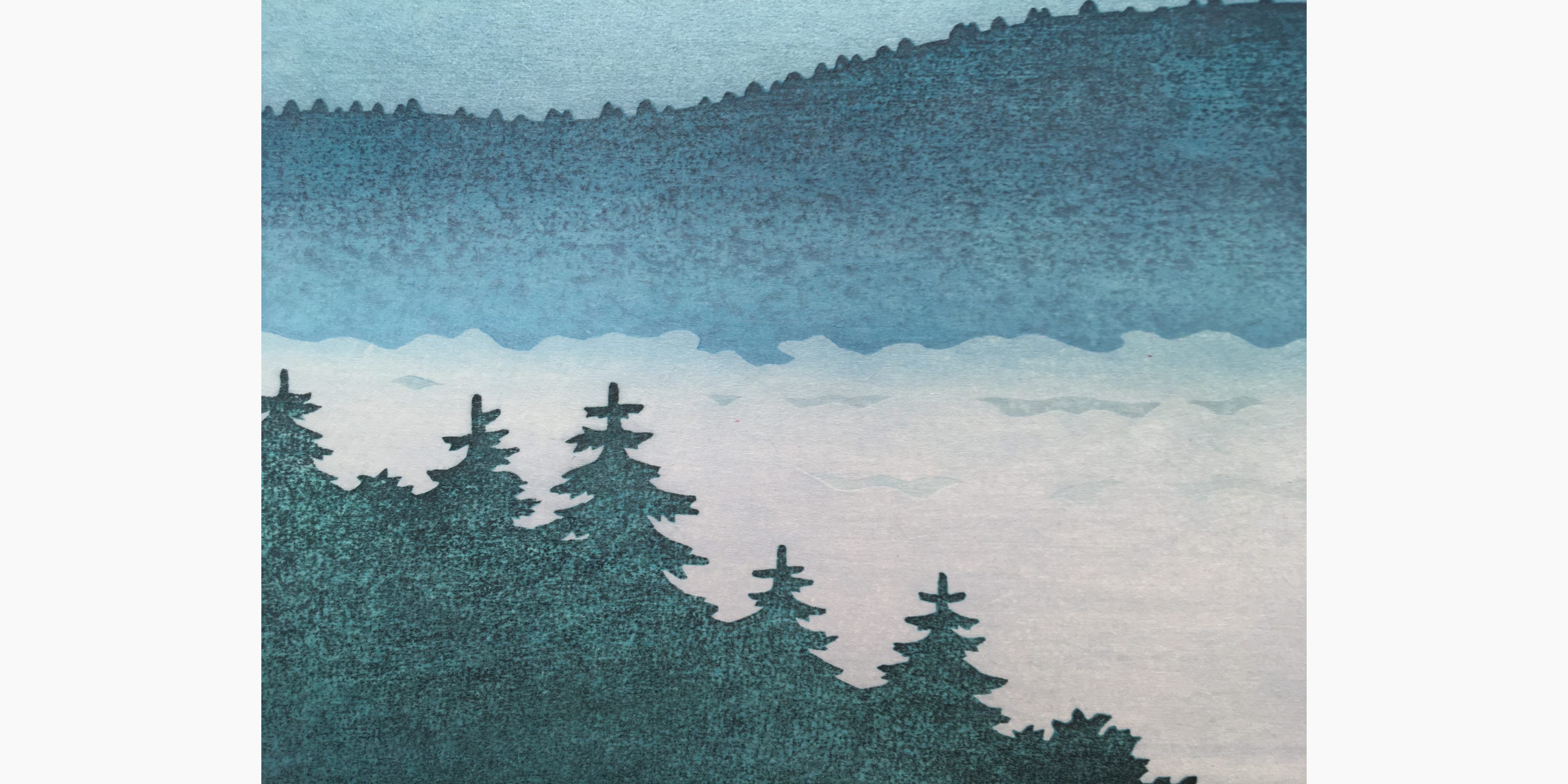 Japanese woodcut - Tsukasa Yoshida - Forest Night