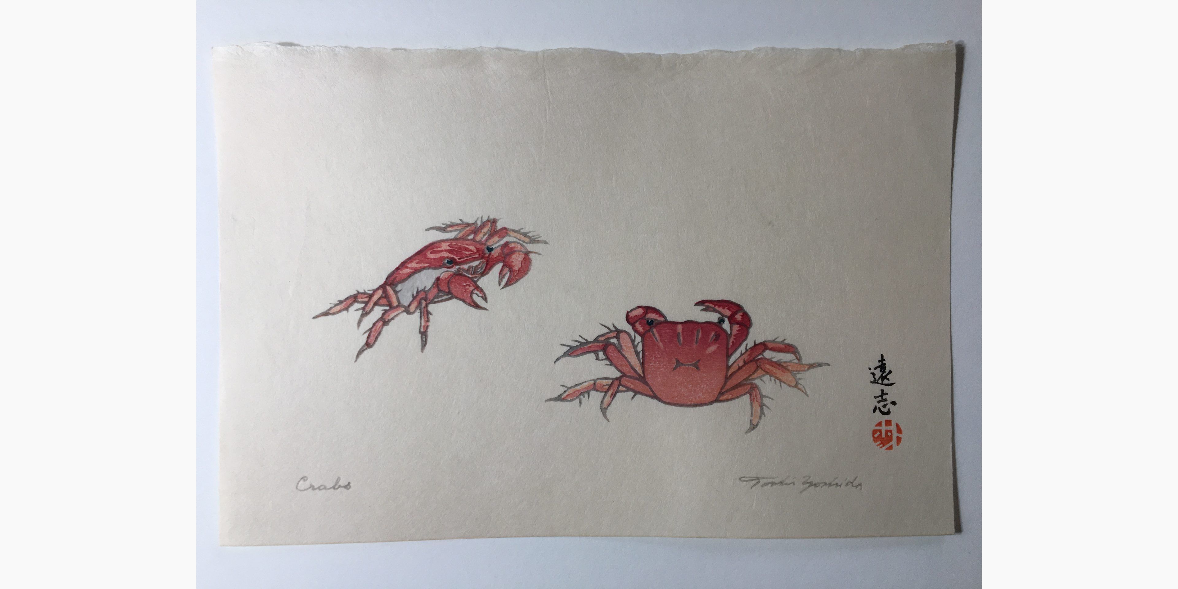 Original woodblock print - Toshi Yoshida - Crabs