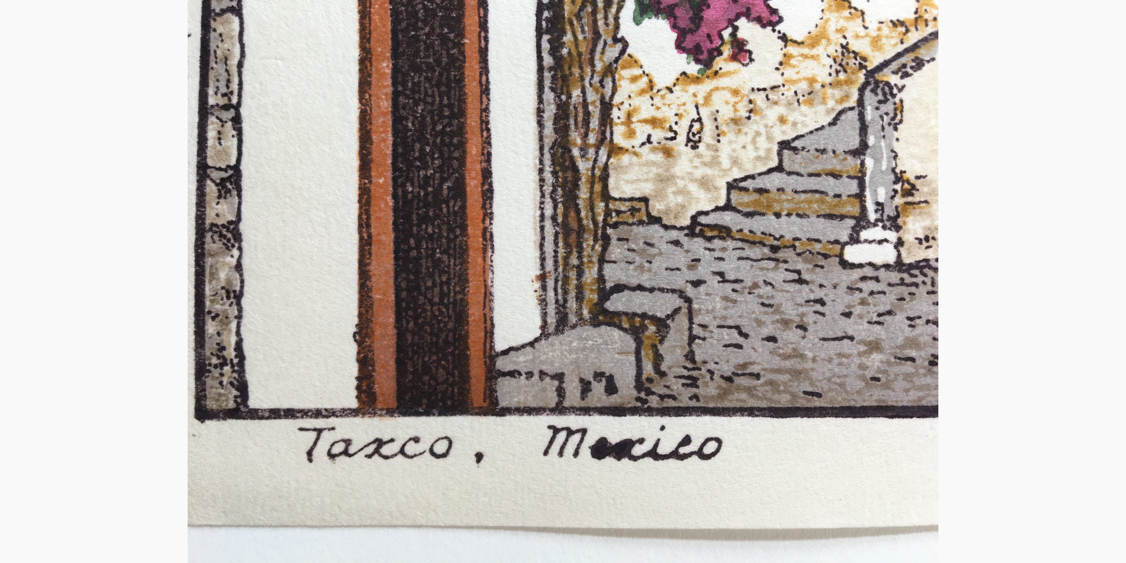 Woodblock print - Toshi Yoshida - Taxco, Mexico