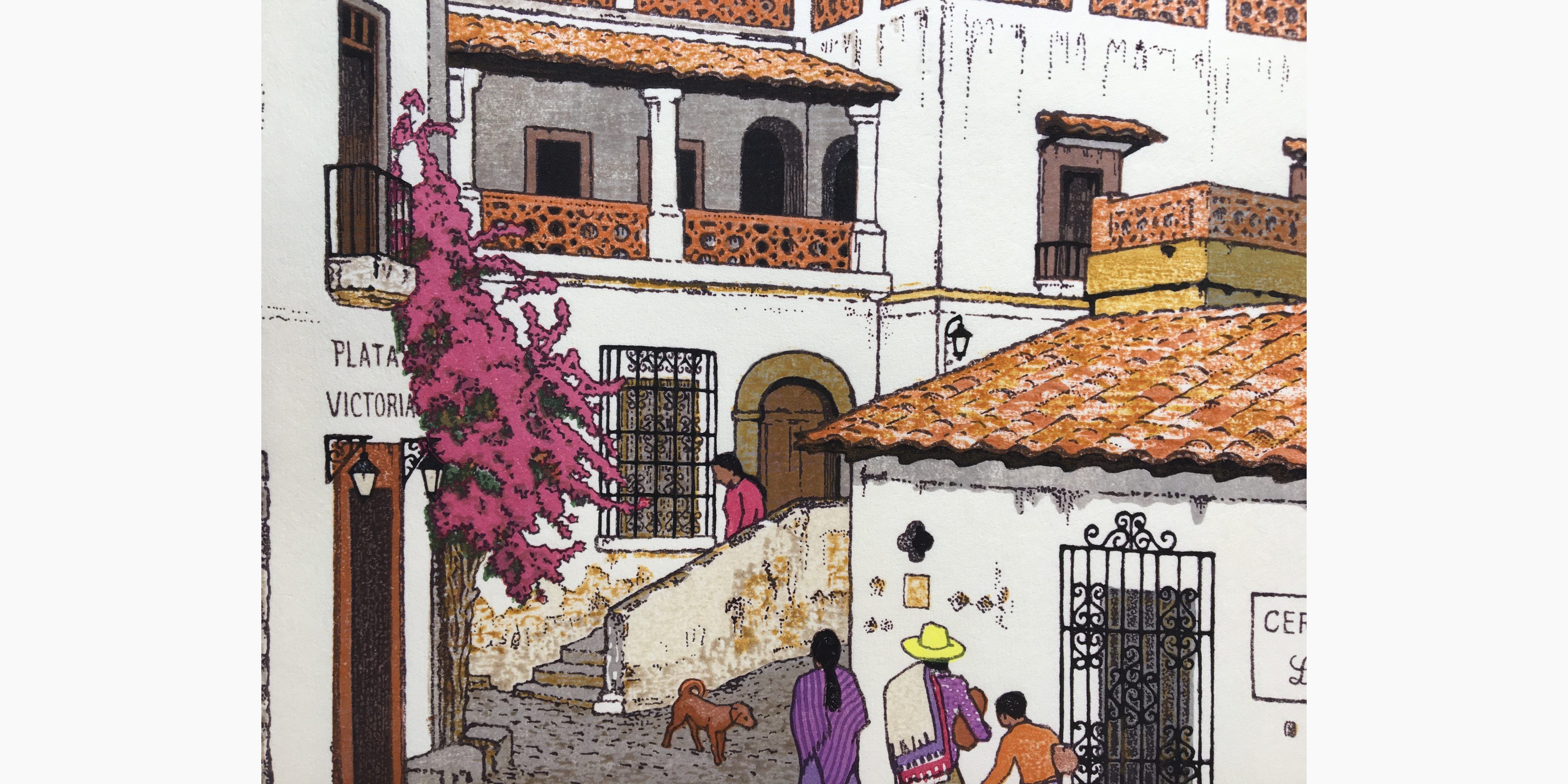 Woodblock print - Toshi Yoshida - Taxco, Mexico
