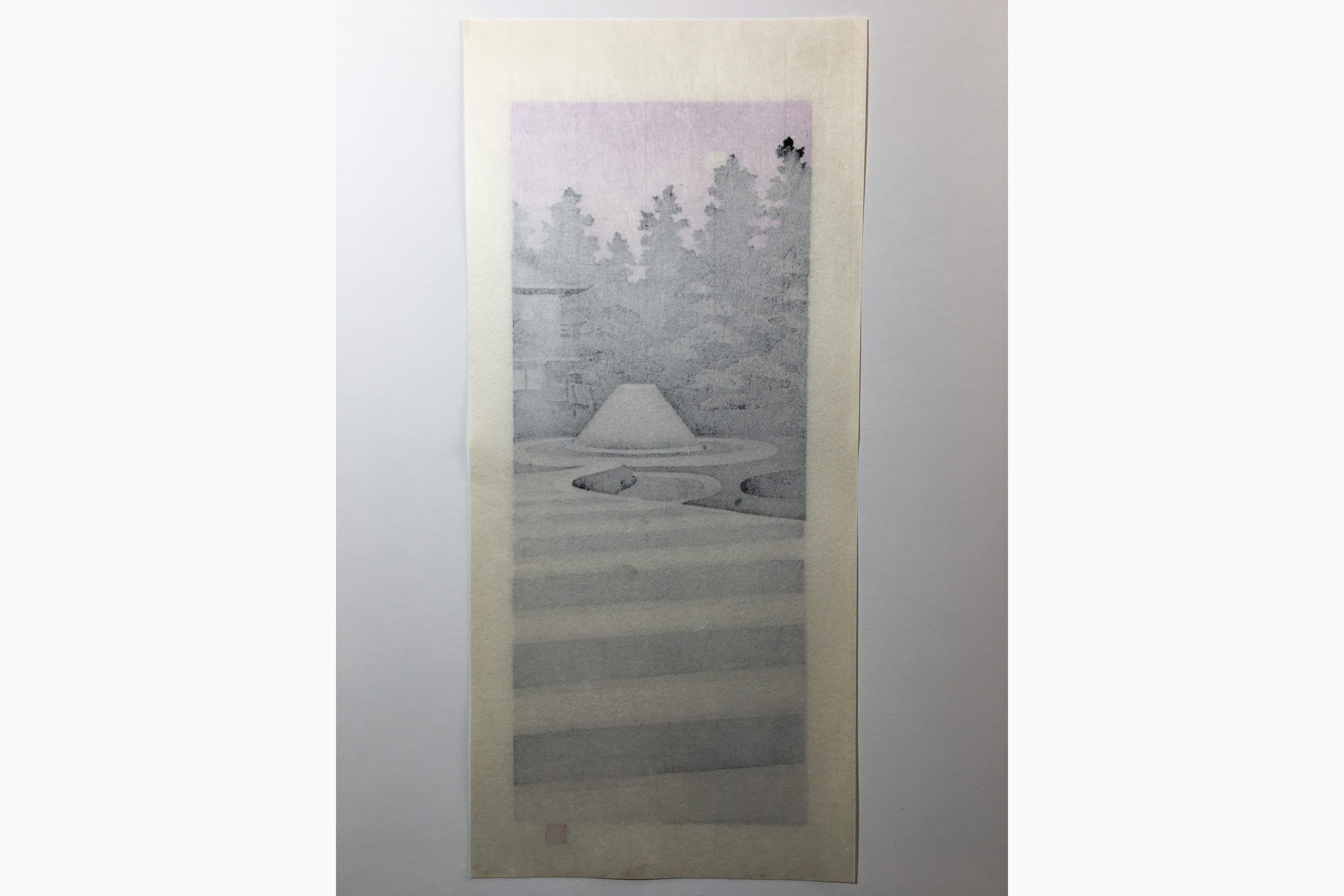 Japanese print - Teruhide Kato - Moonlight at Ginkaku-ji Temple