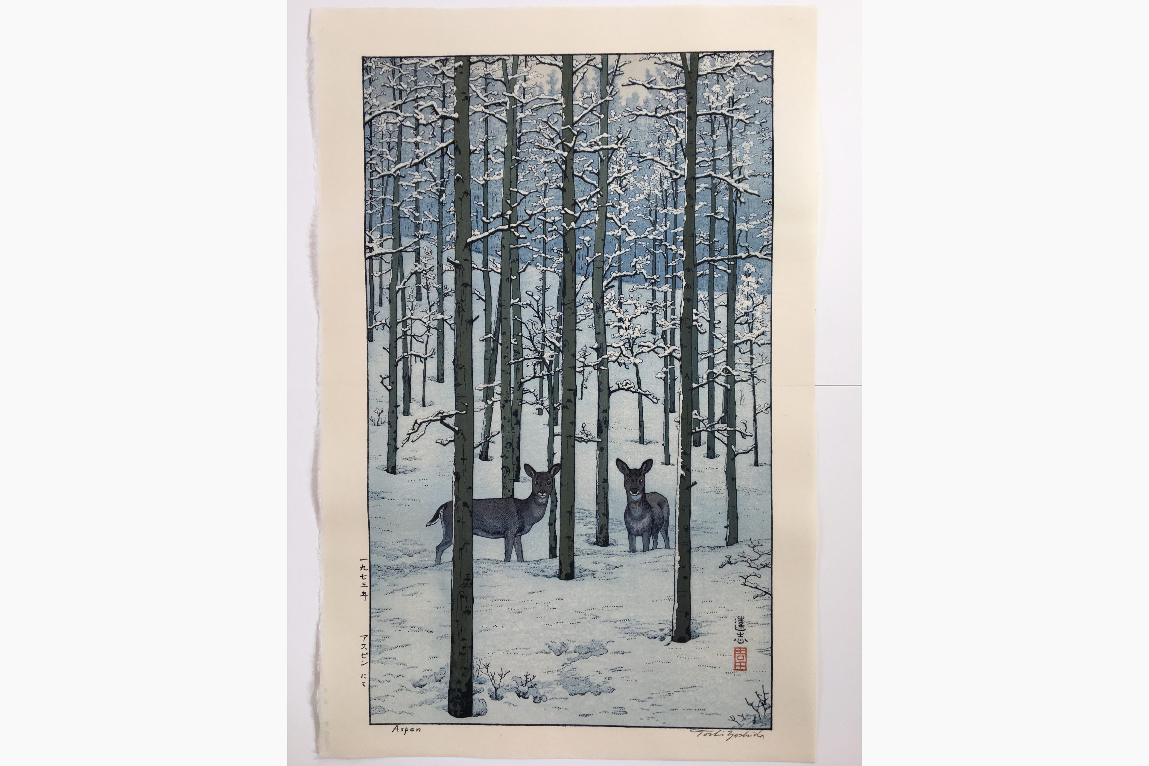 Original woodblock print - Toshi Yoshida - Aspen