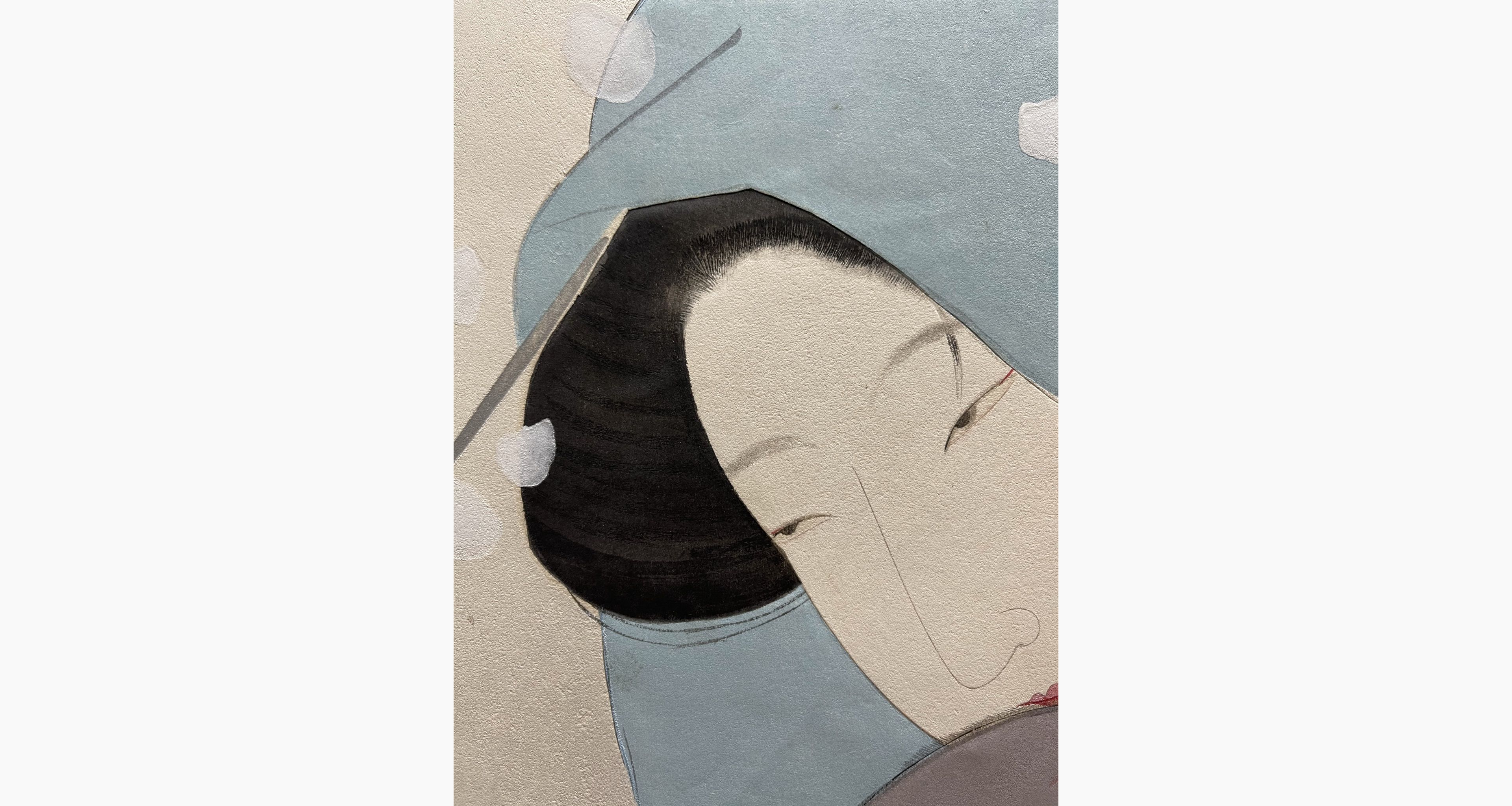 Original Japanese woodblock print - Kitano Tsunetomi - Woman in Snow