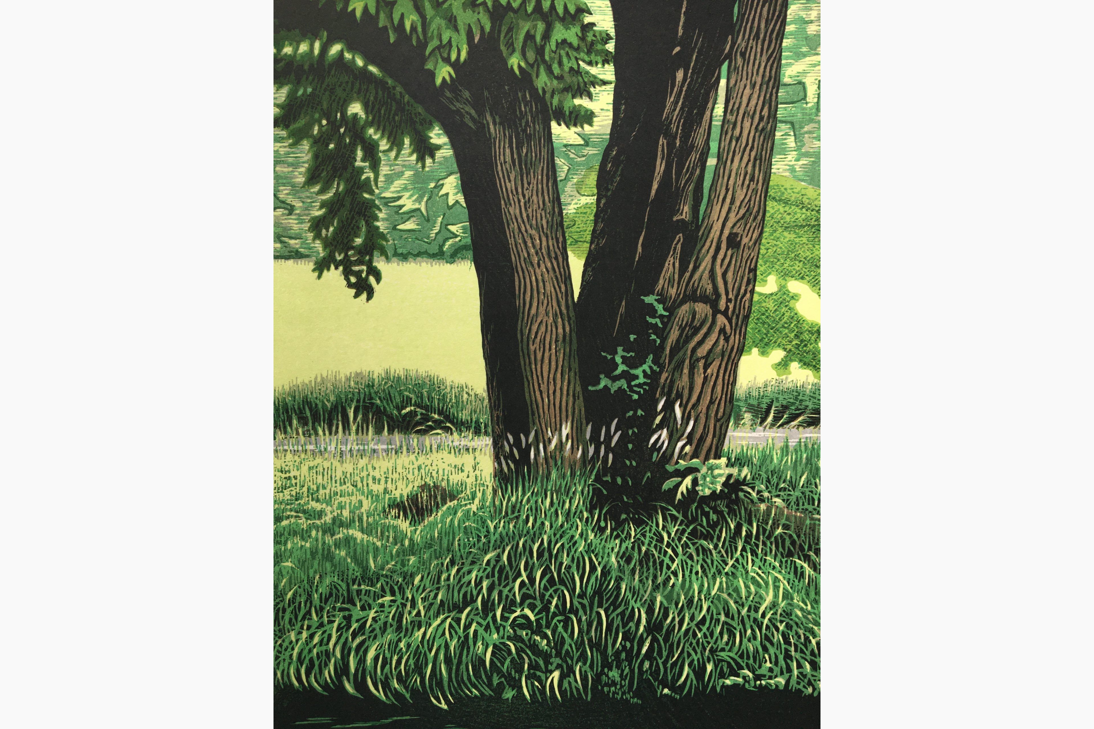 Japanese woodblock print - Maeda Koichi - Waterside and Green Shade