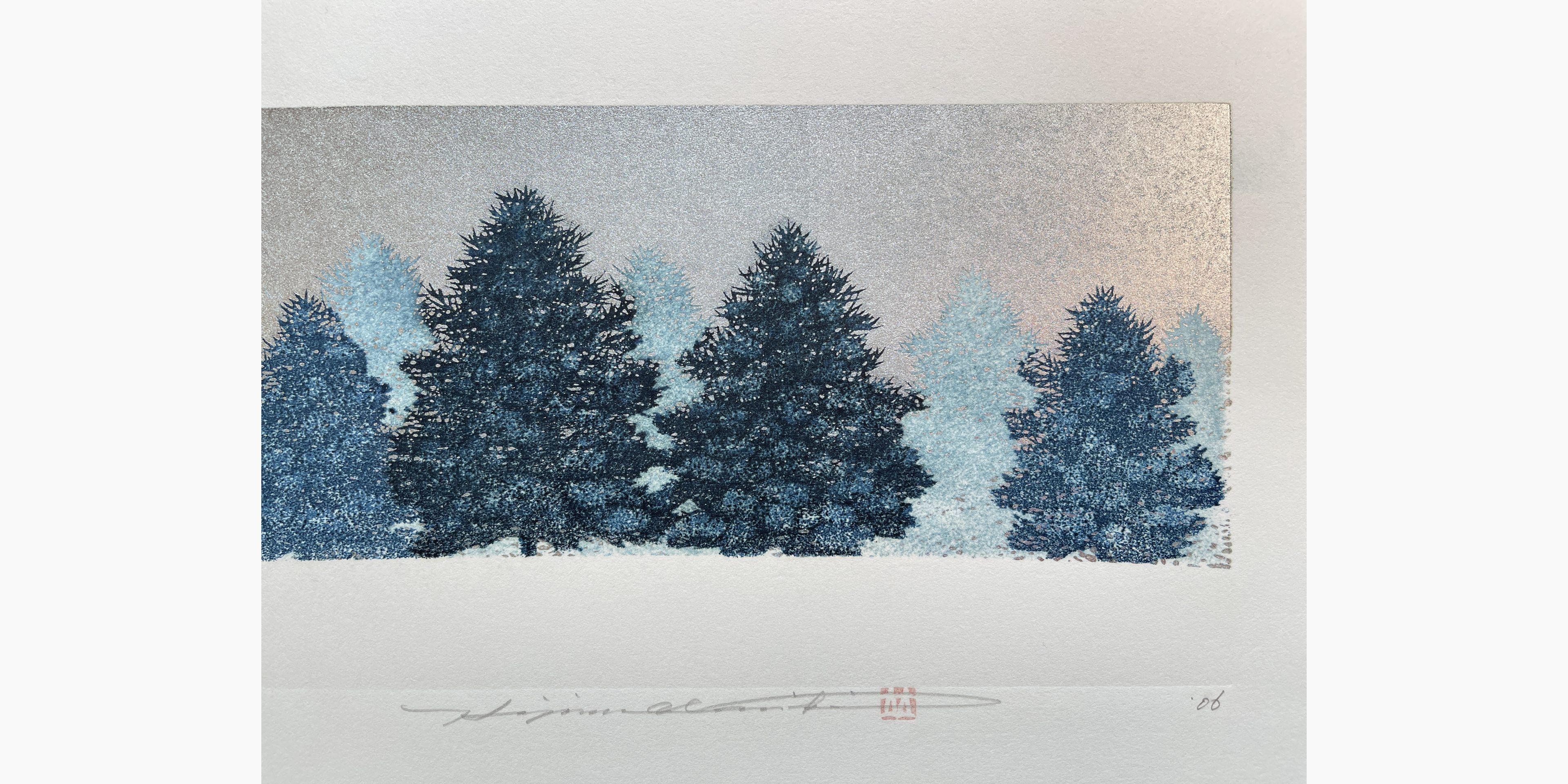 Japanese woodcut - Hajime Namiki - Tree scene 120