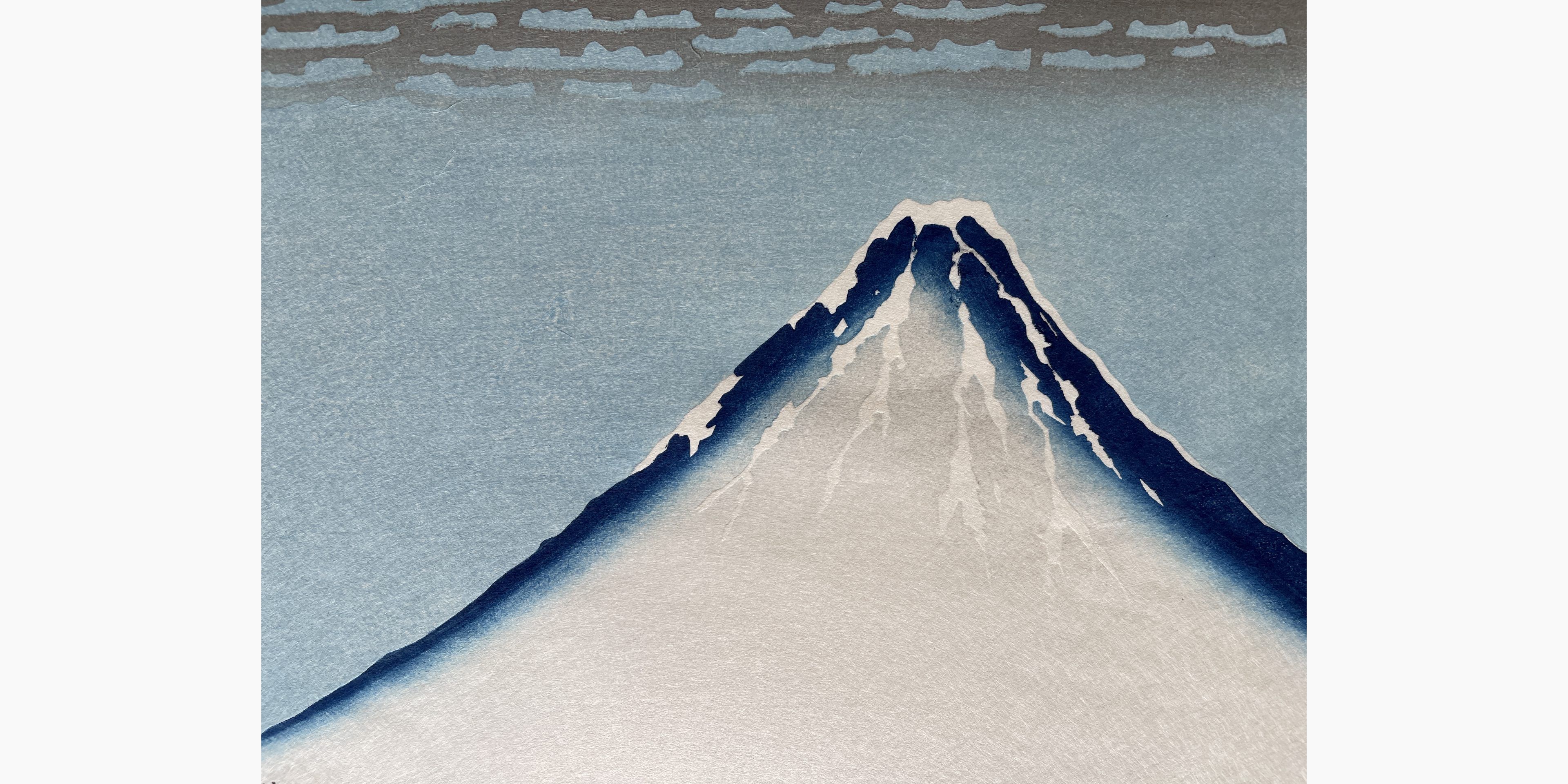 Original Japanese woodblock print - Hokusai - Blue Fuji Variant of Fine Wind, Clear Weather