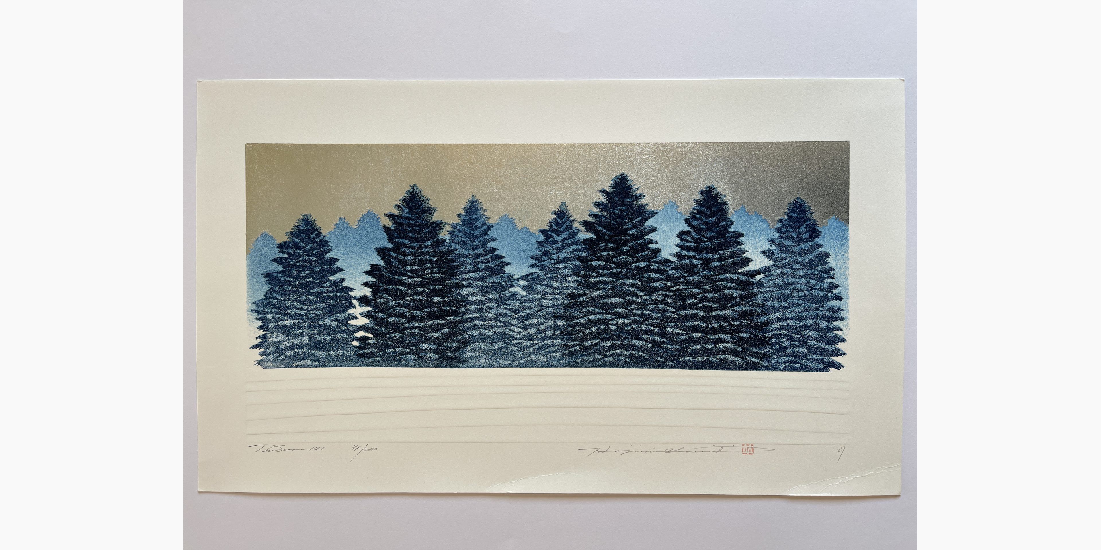 Original woodblock print - Hajime Namiki - Tree scene 141