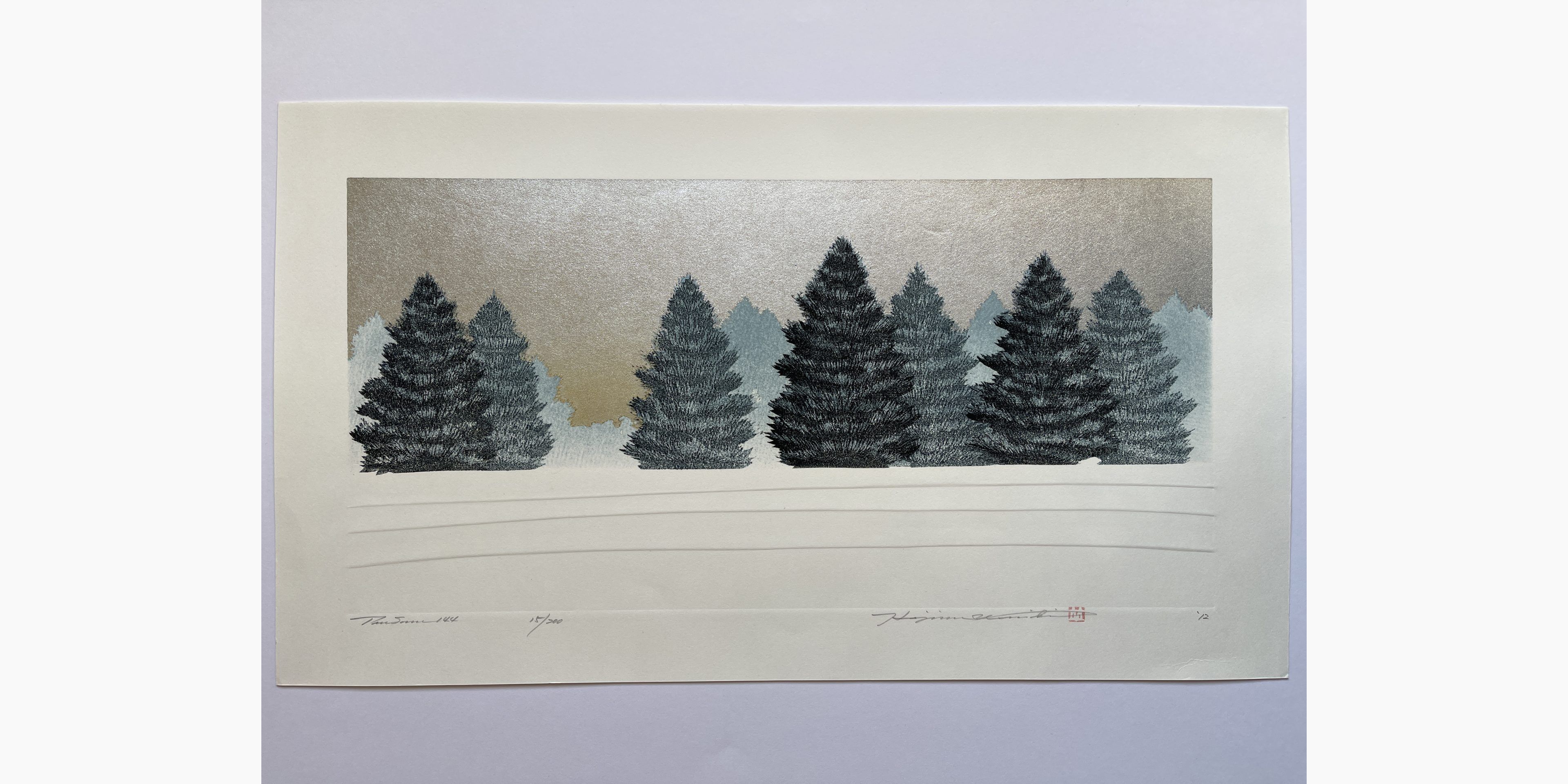 Original woodblock print - Hajime Namiki - Tree scene 144