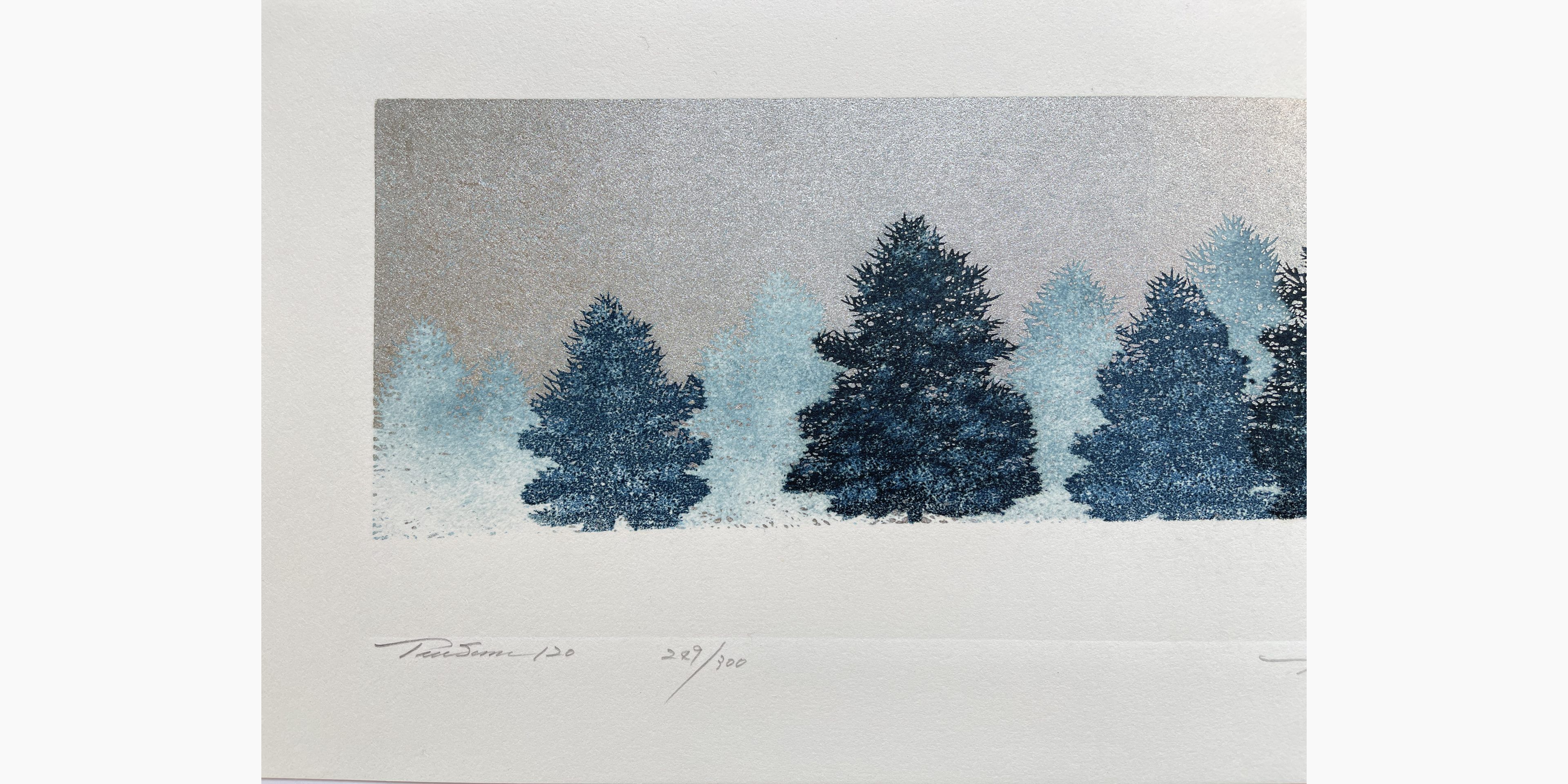 Woodblock print - Hajime Namiki - Tree scene 120