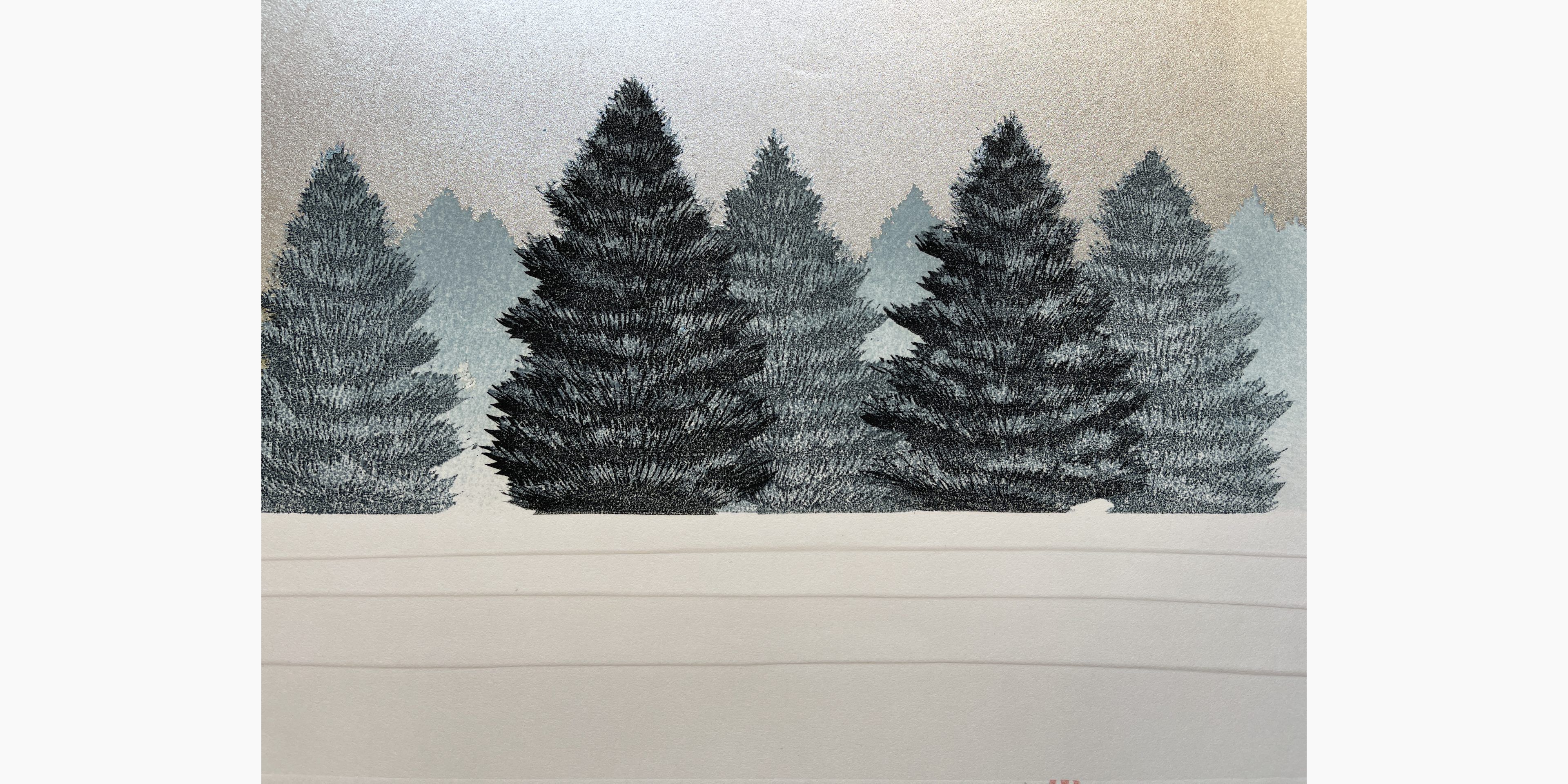 Woodblock print - Hajime Namiki - Tree scene 144