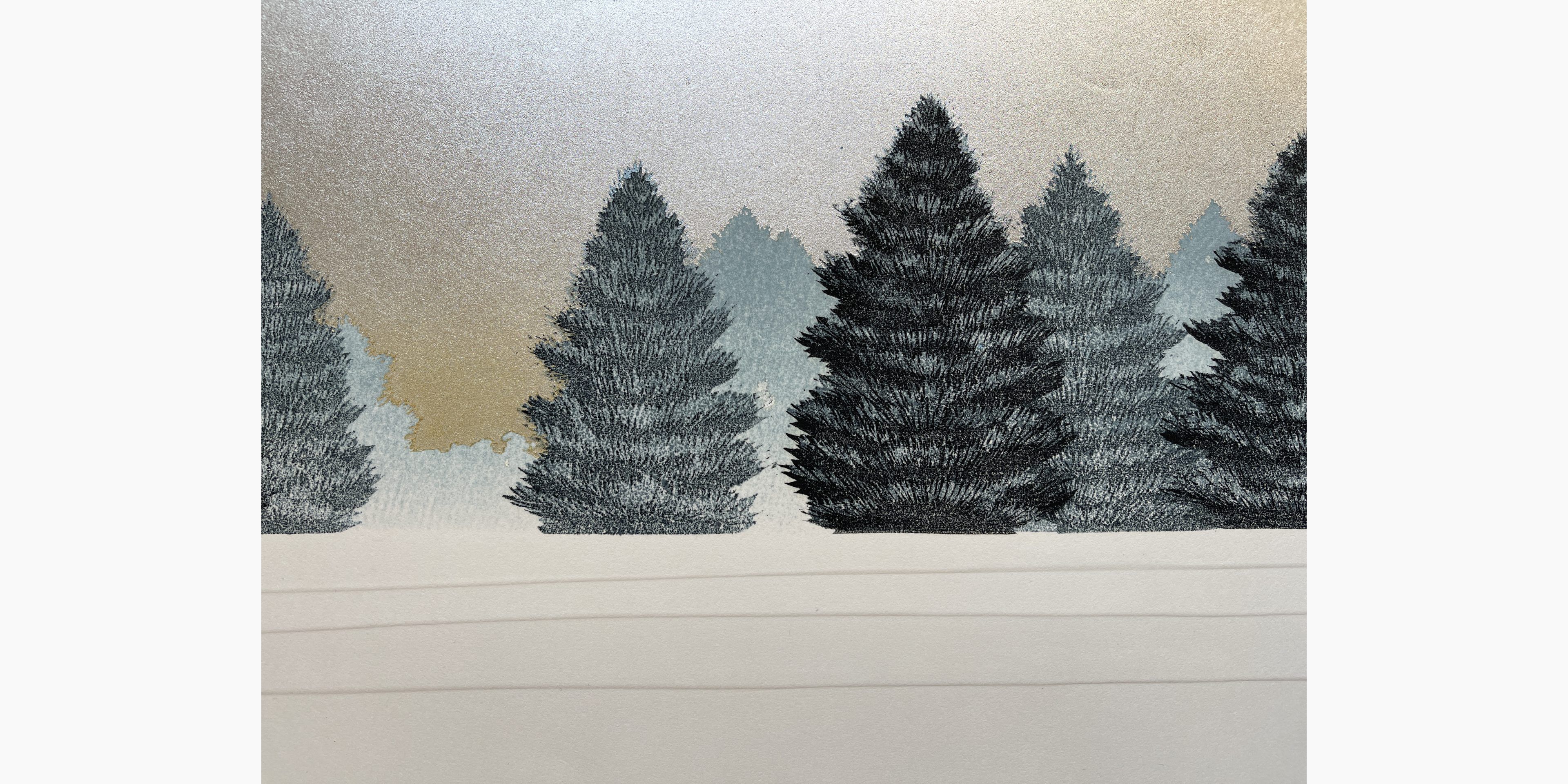Woodblock print - Hajime Namiki - Tree scene 144