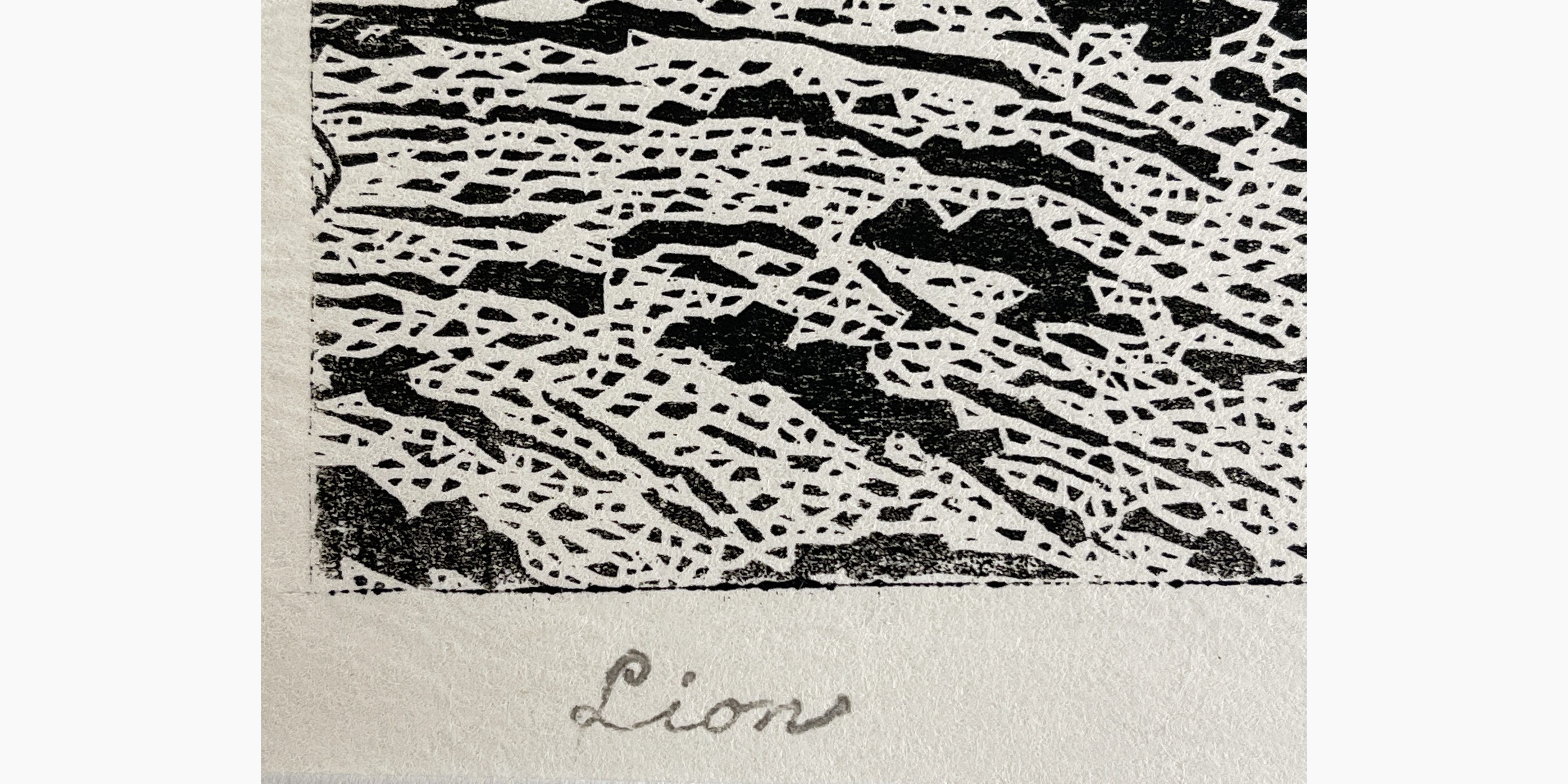 Woodblock print - Toshi Yoshida - Lion (female)