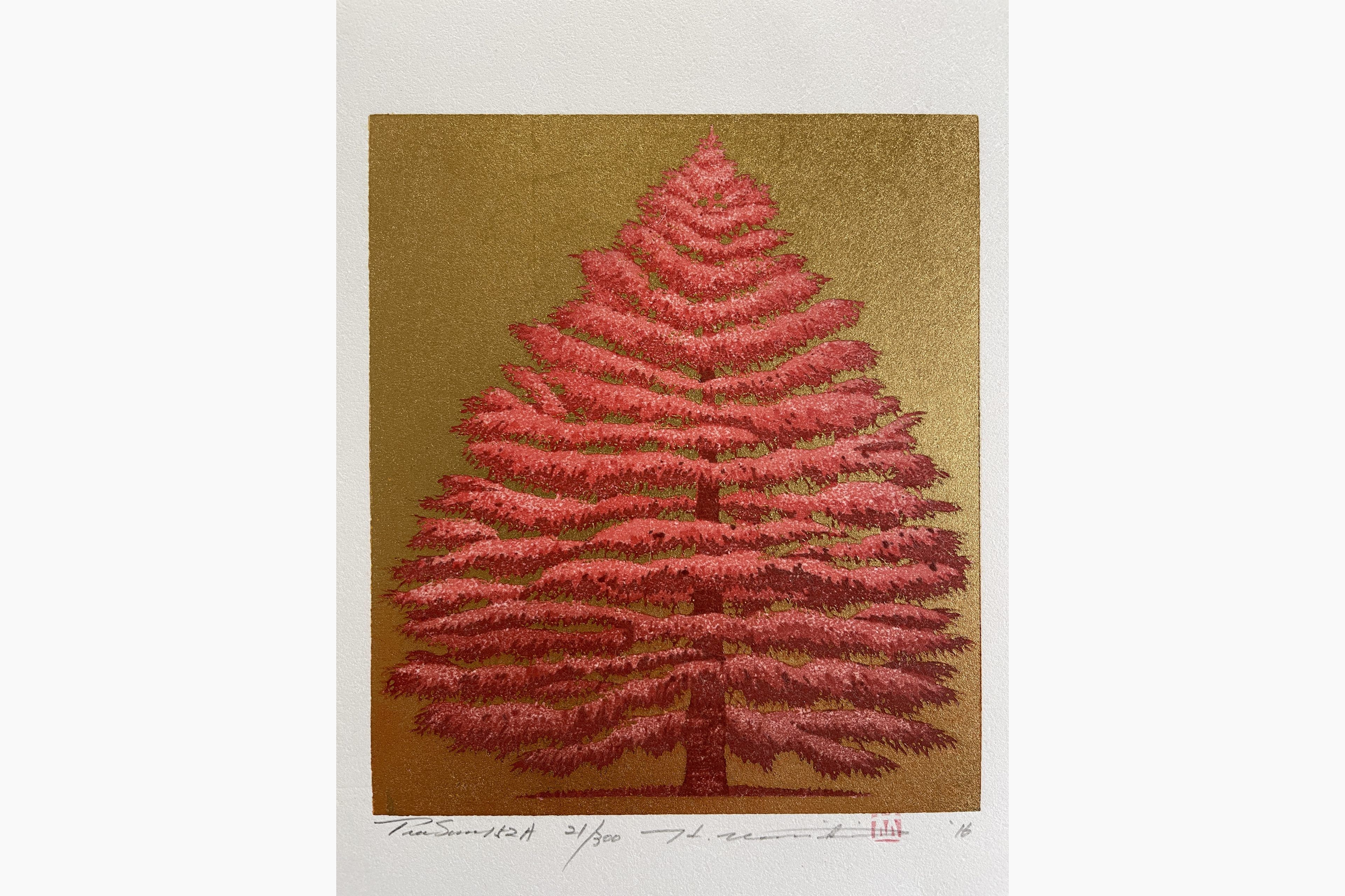 Japanese woodblock print - Hajime Namiki - Tree scene 152A