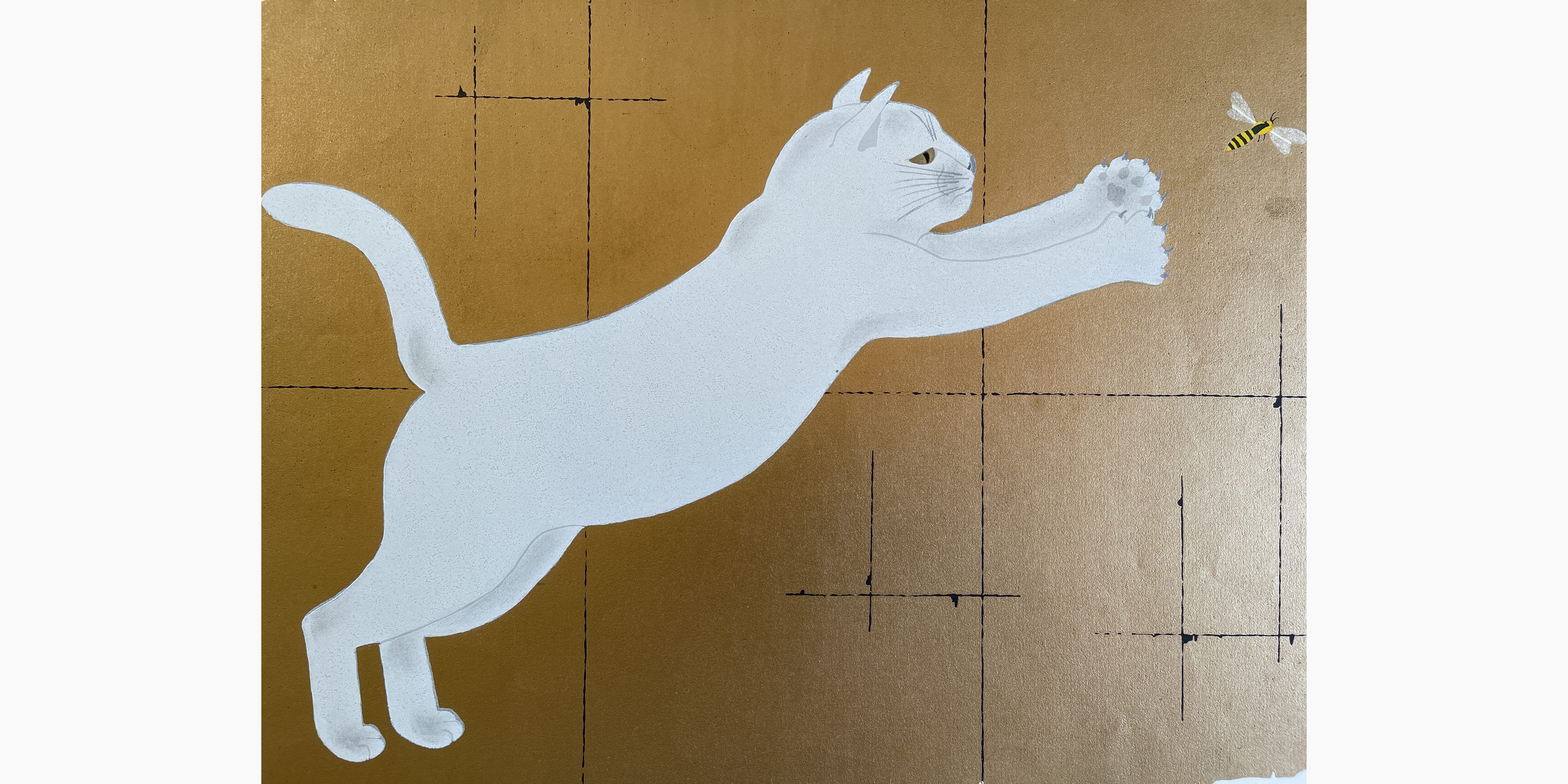 Japanese woodblock print - Nishida Tadashige - Missing 2 - White Cat