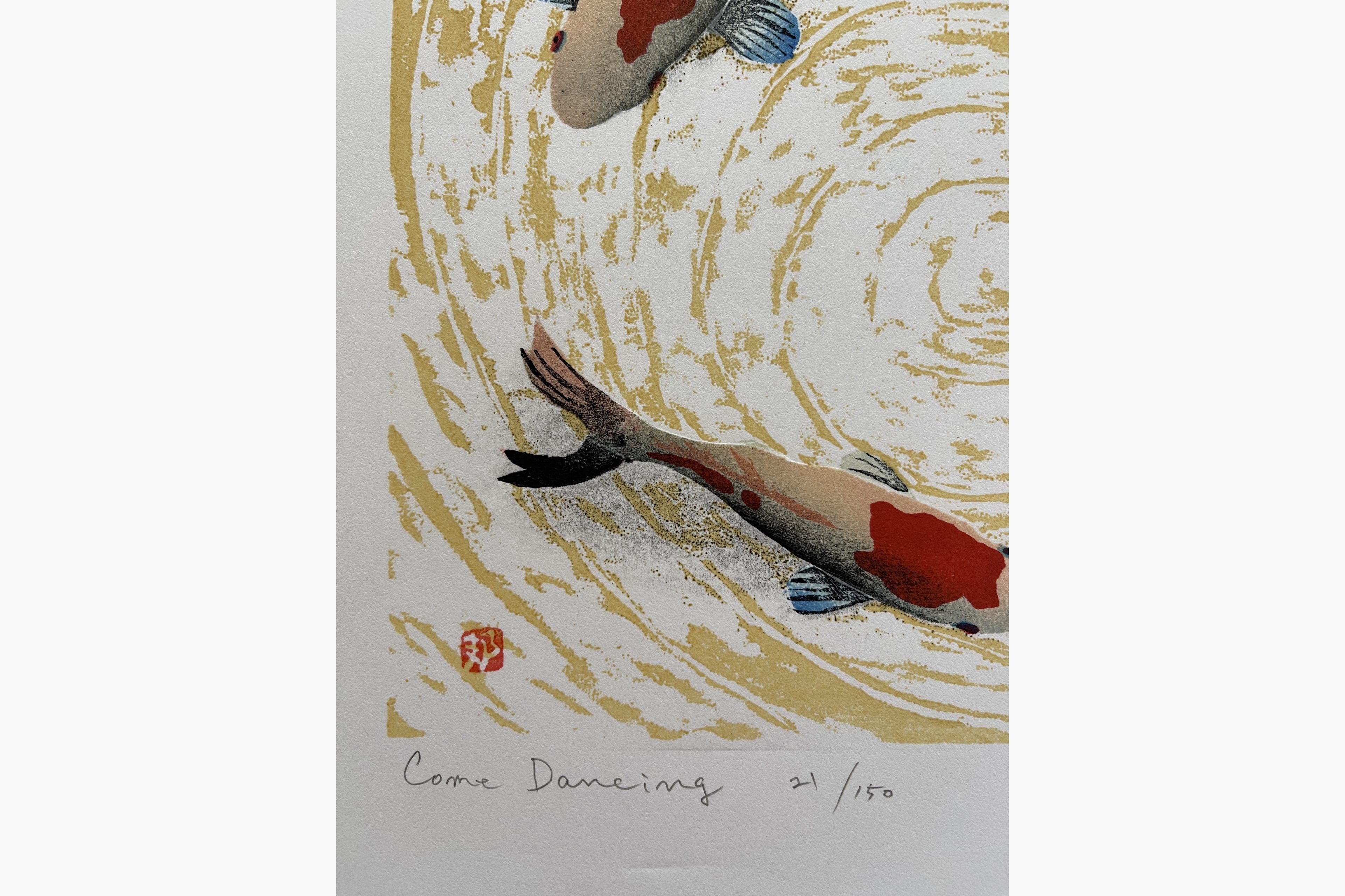 Japanese woodcut - Kunio Kaneko - Come dancing