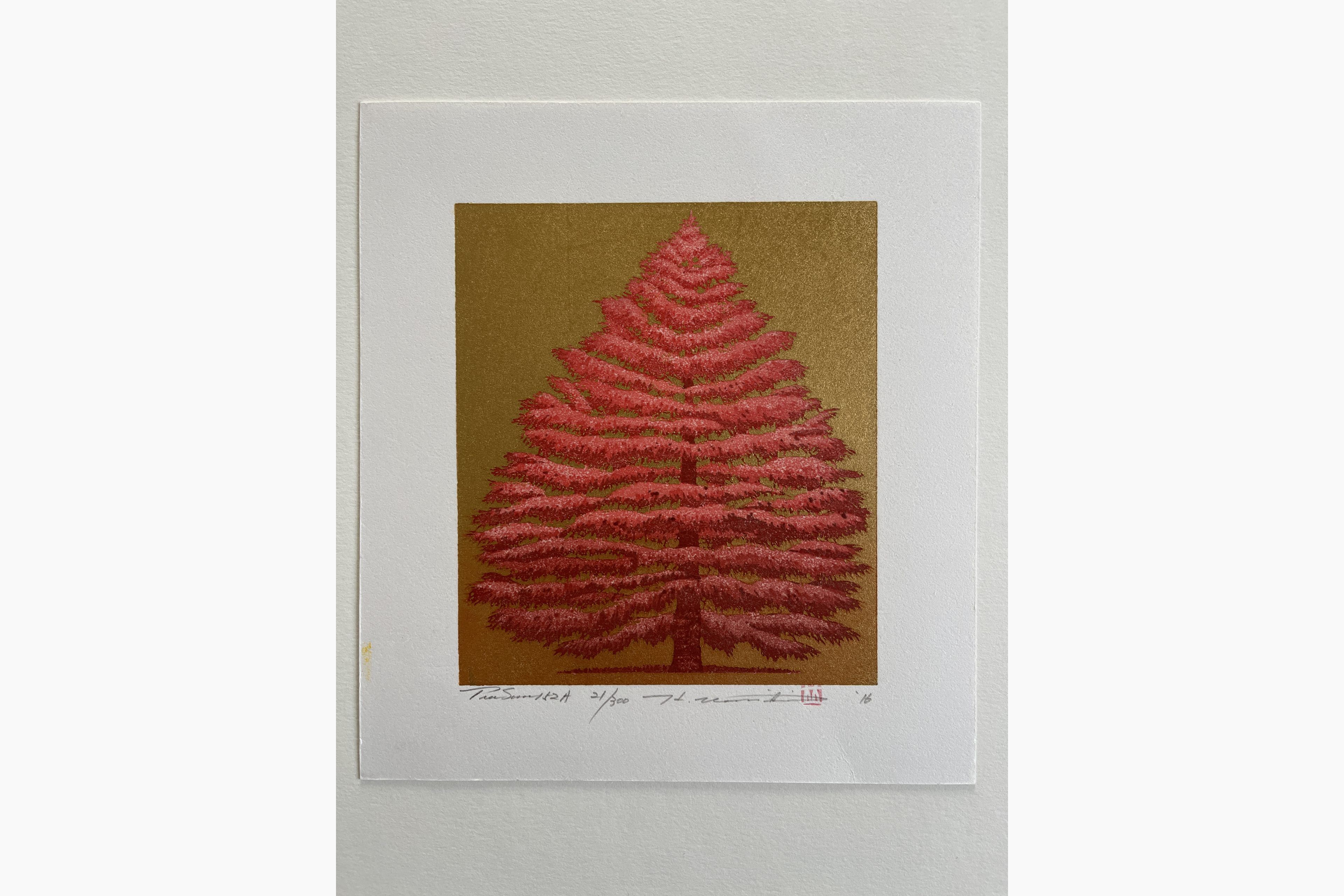 Original woodblock print - Hajime Namiki - Tree scene 152A