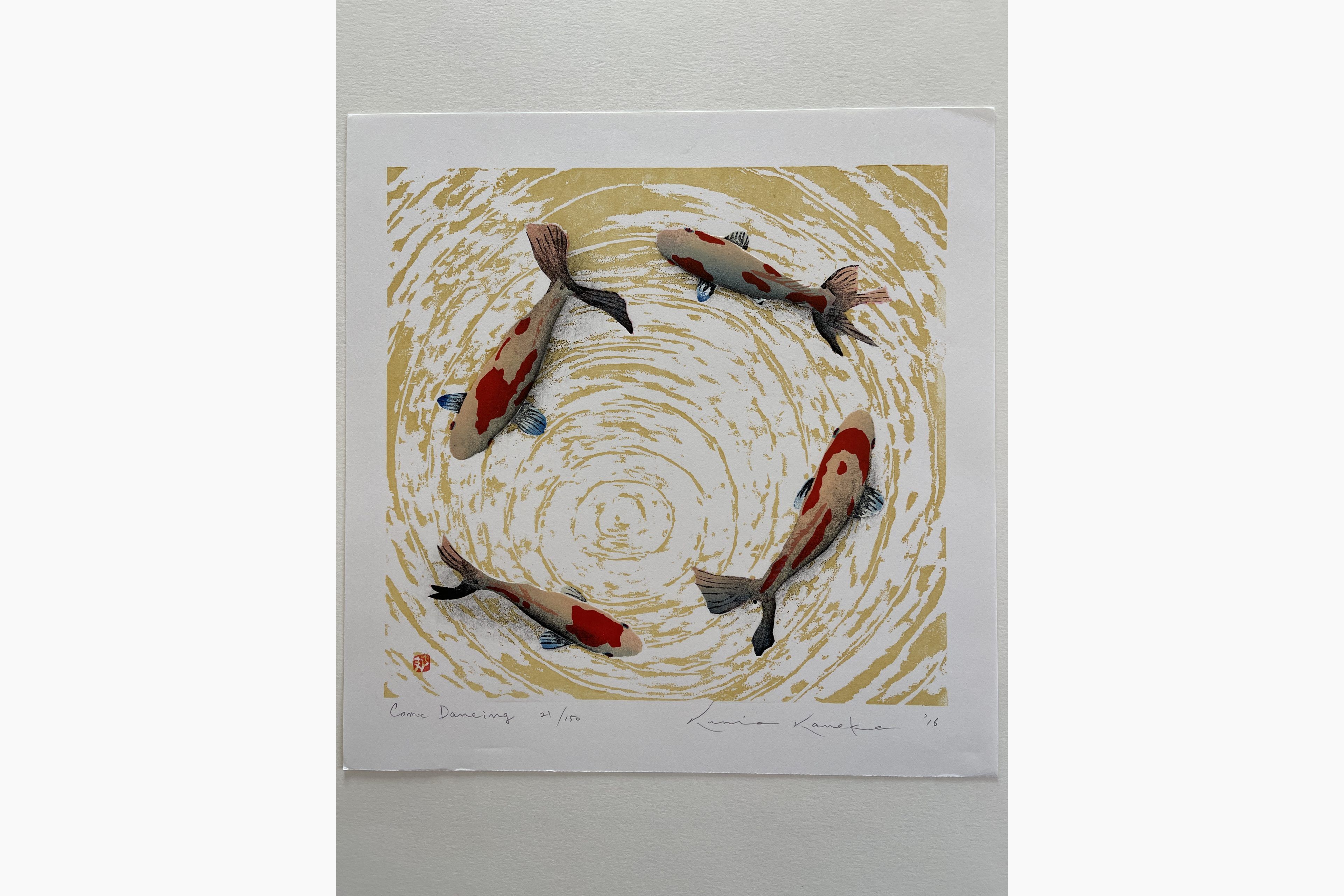 Original woodblock print - Kunio Kaneko - Come dancing