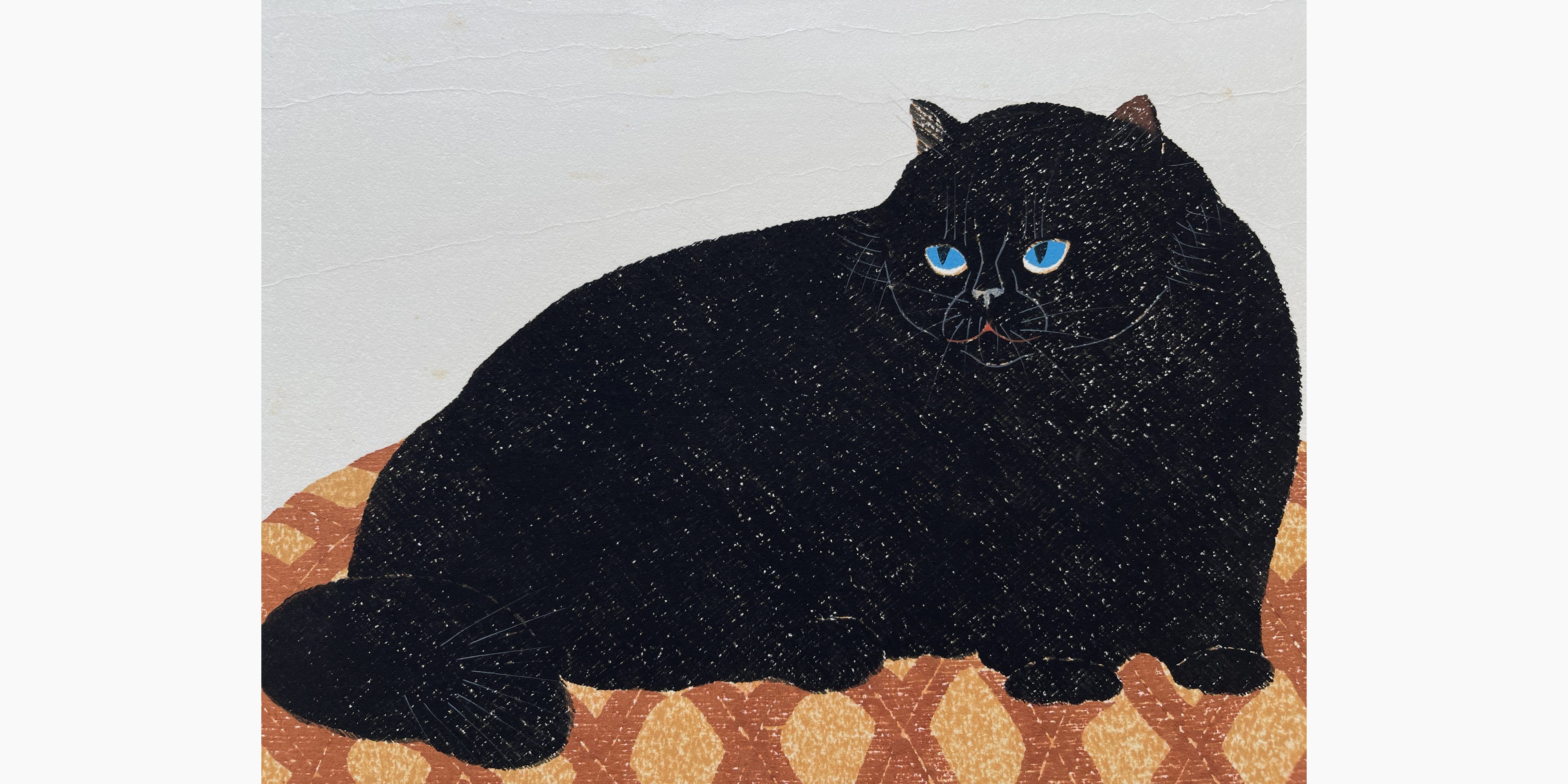 Japanese woodblock print - Nishida Tadashige - Cat - Air