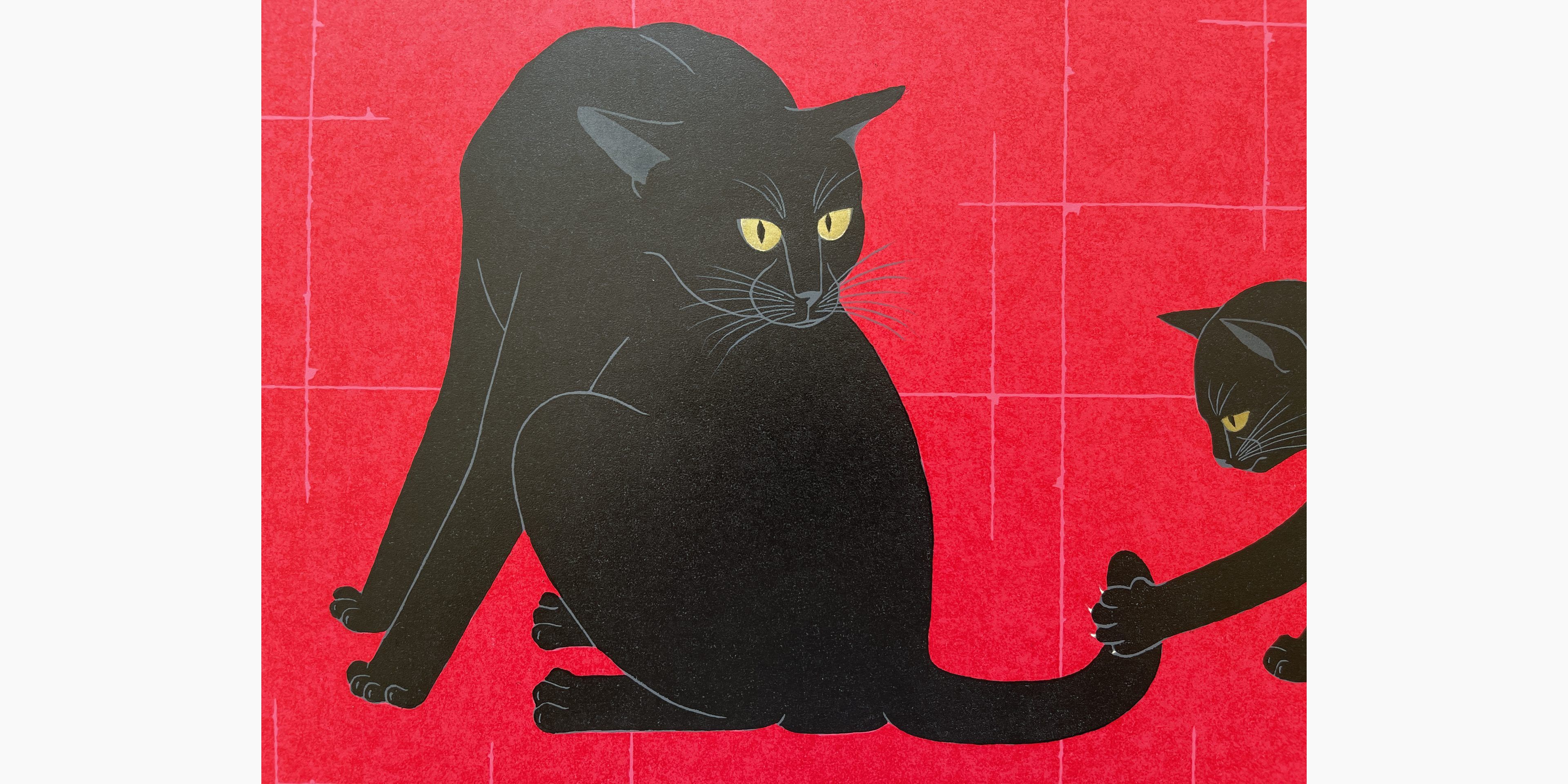Japanese print - Nishida Tadashige - Cat Series - Frolicking