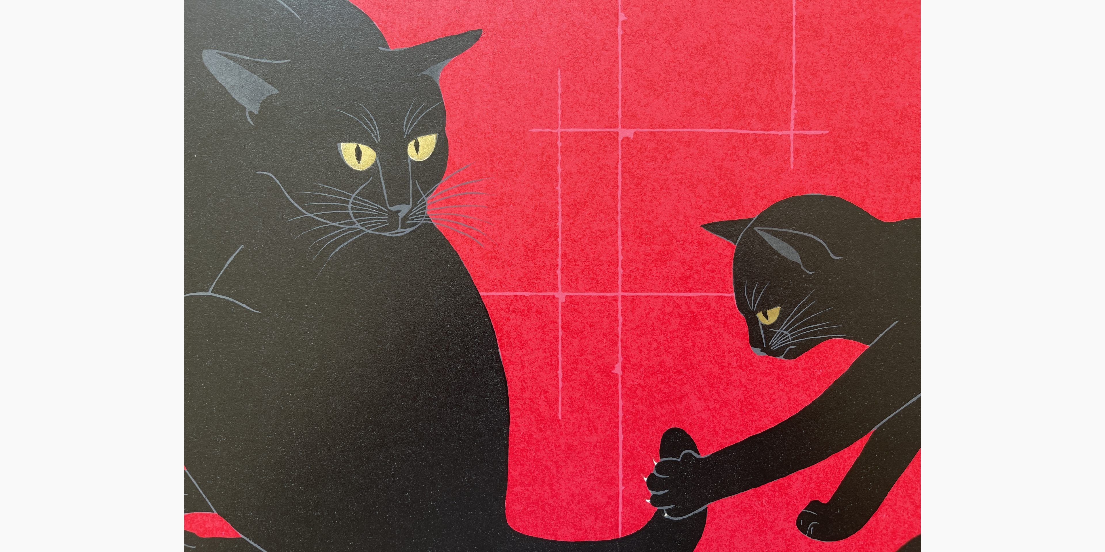 Japanese print - Nishida Tadashige - Cat Series - Frolicking