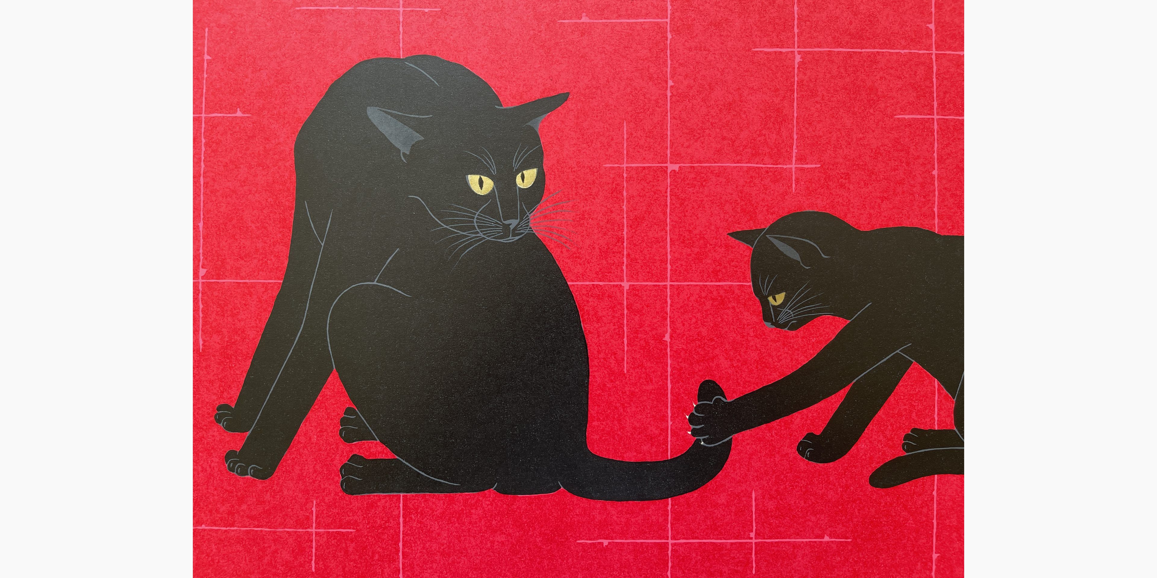 Japanese print - Nishida Tadashige - Cat Series - Frolicking