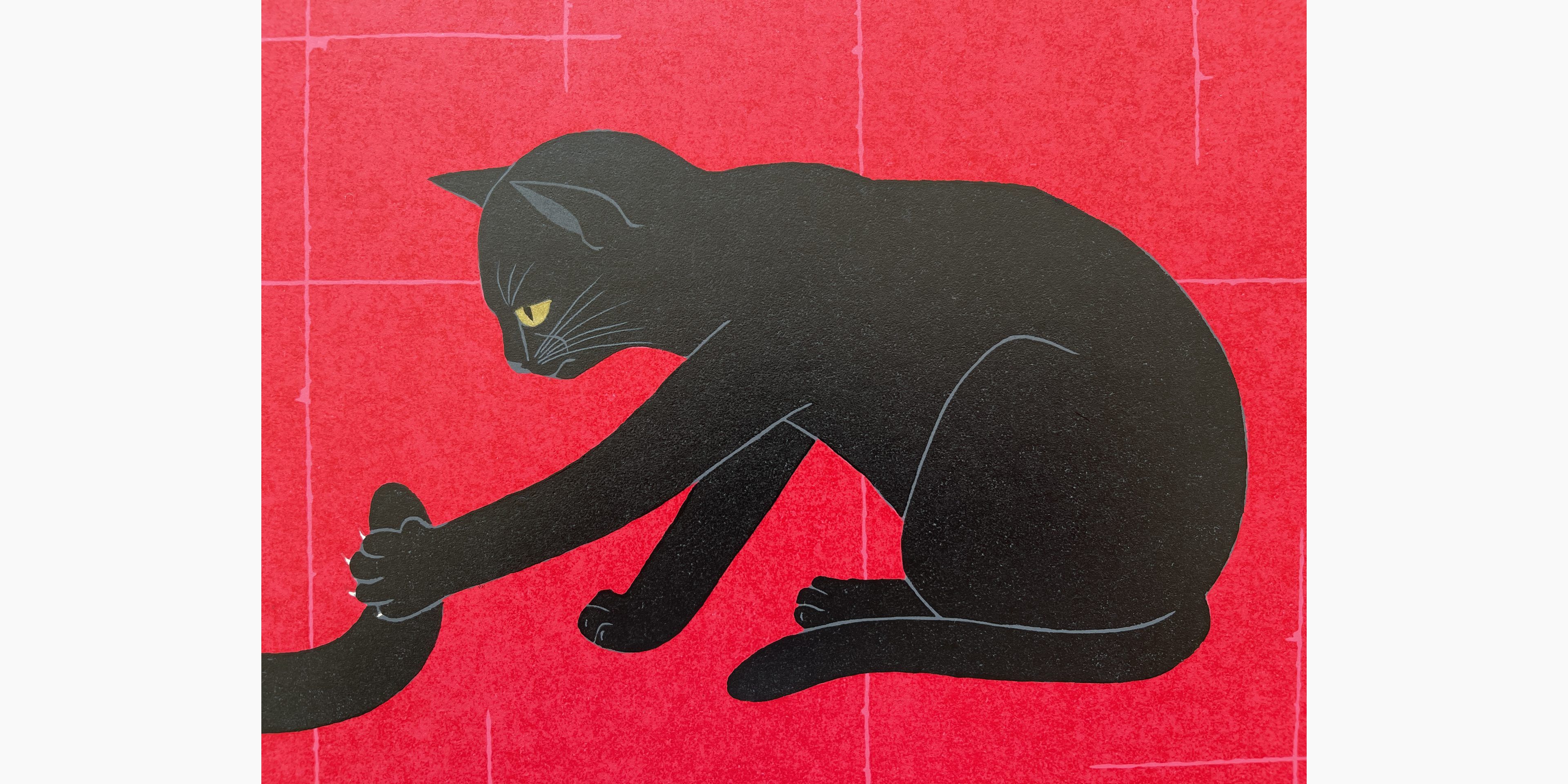 Original Japanese woodblock print - Nishida Tadashige - Cat Series - Frolicking