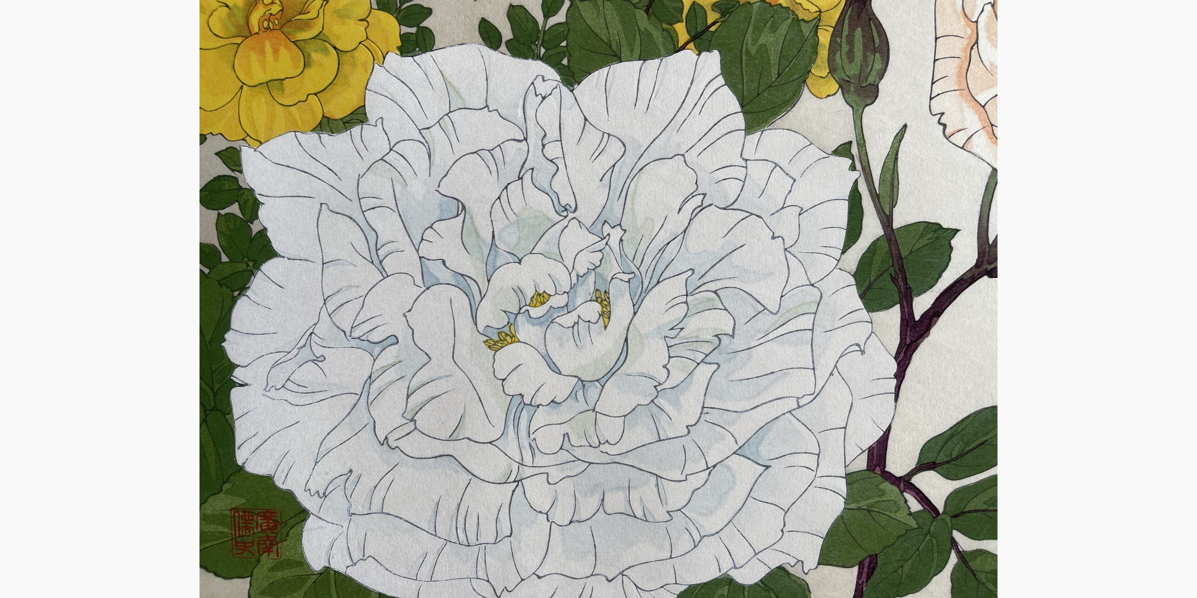 Original Japanese woodblock print - Tanigami Konan - Rose