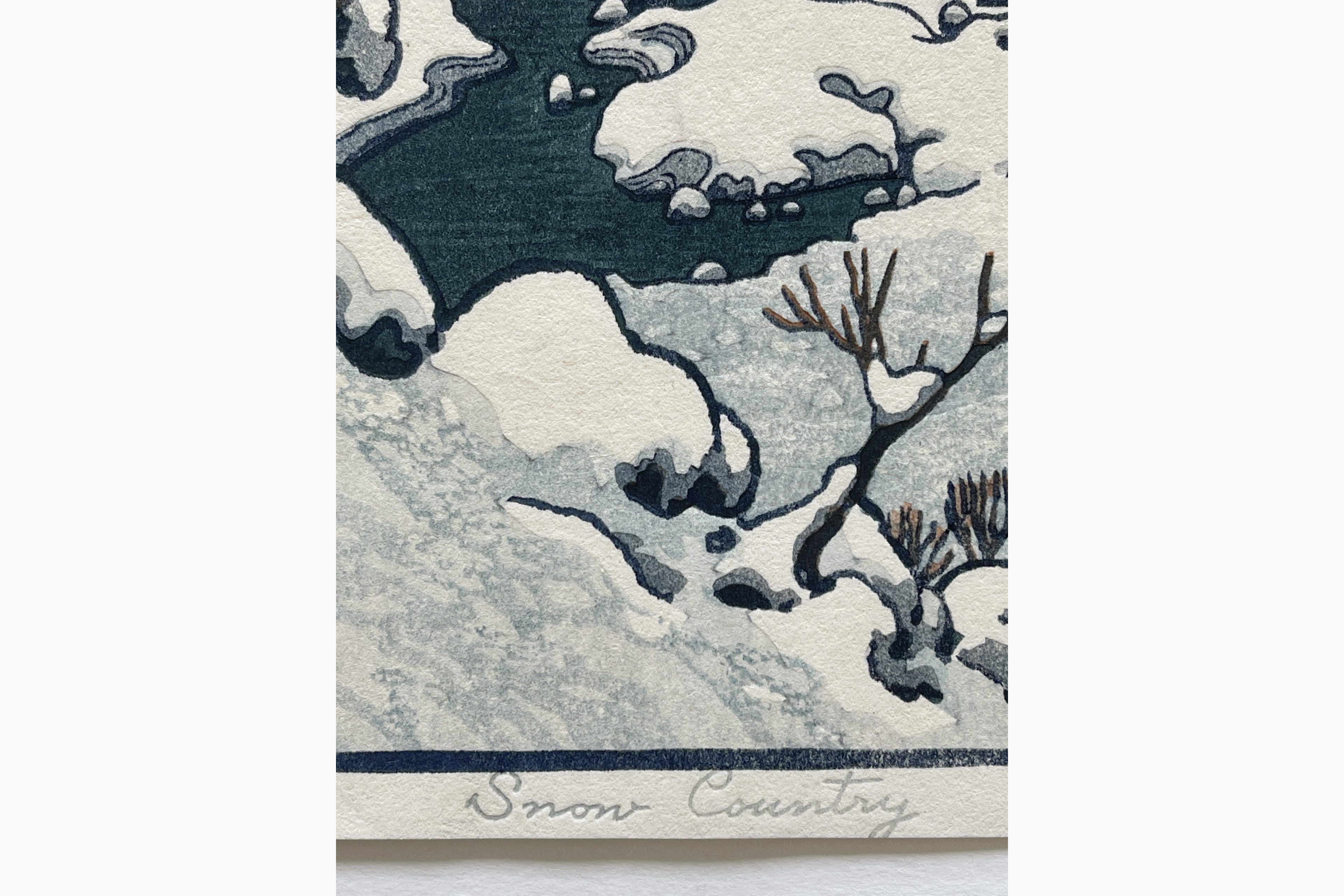 Original Japanese woodblock print - Toshi Yoshida - Snow country (hand-signed)
