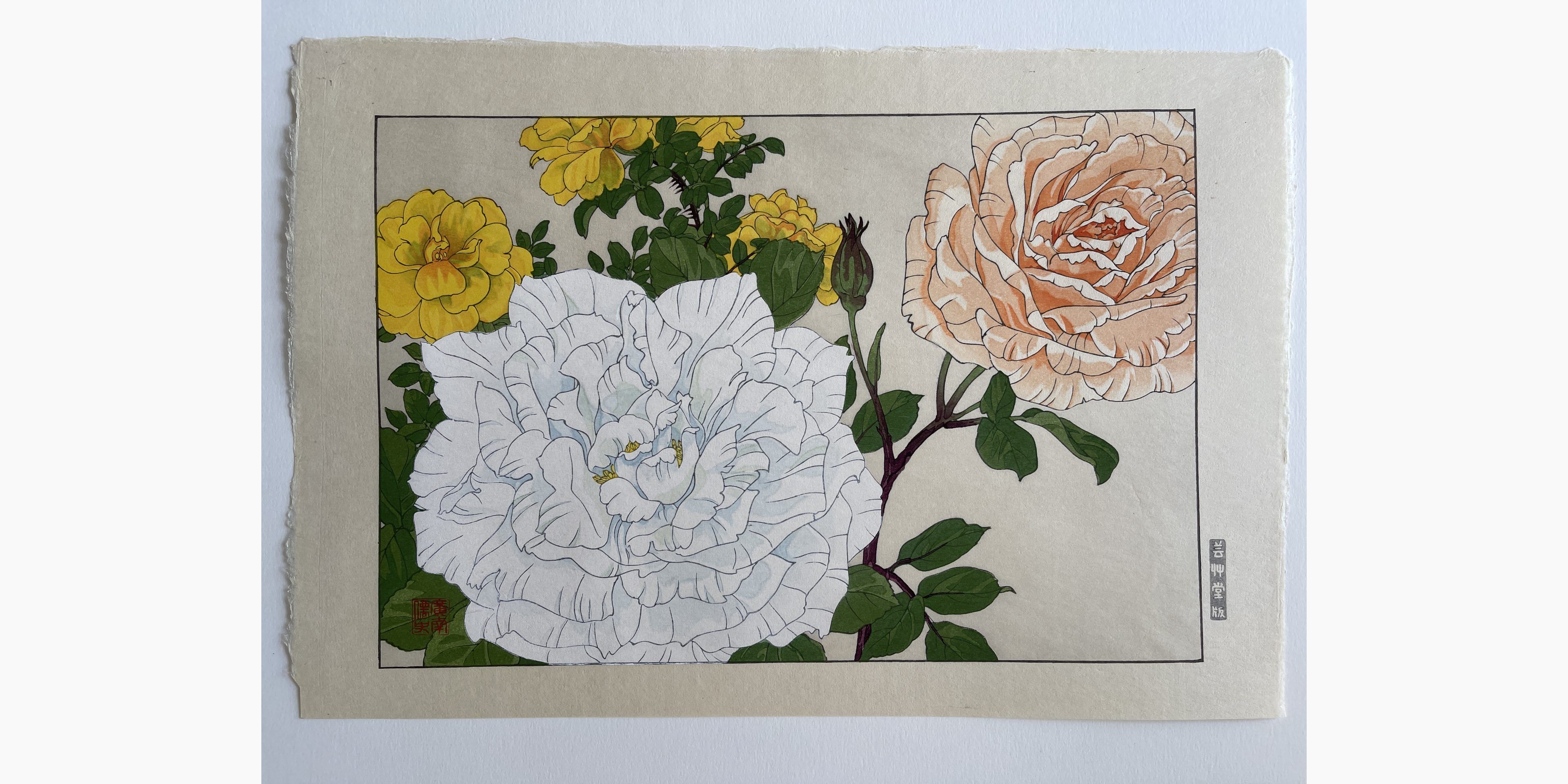 Original woodblock print - Tanigami Konan - Rose
