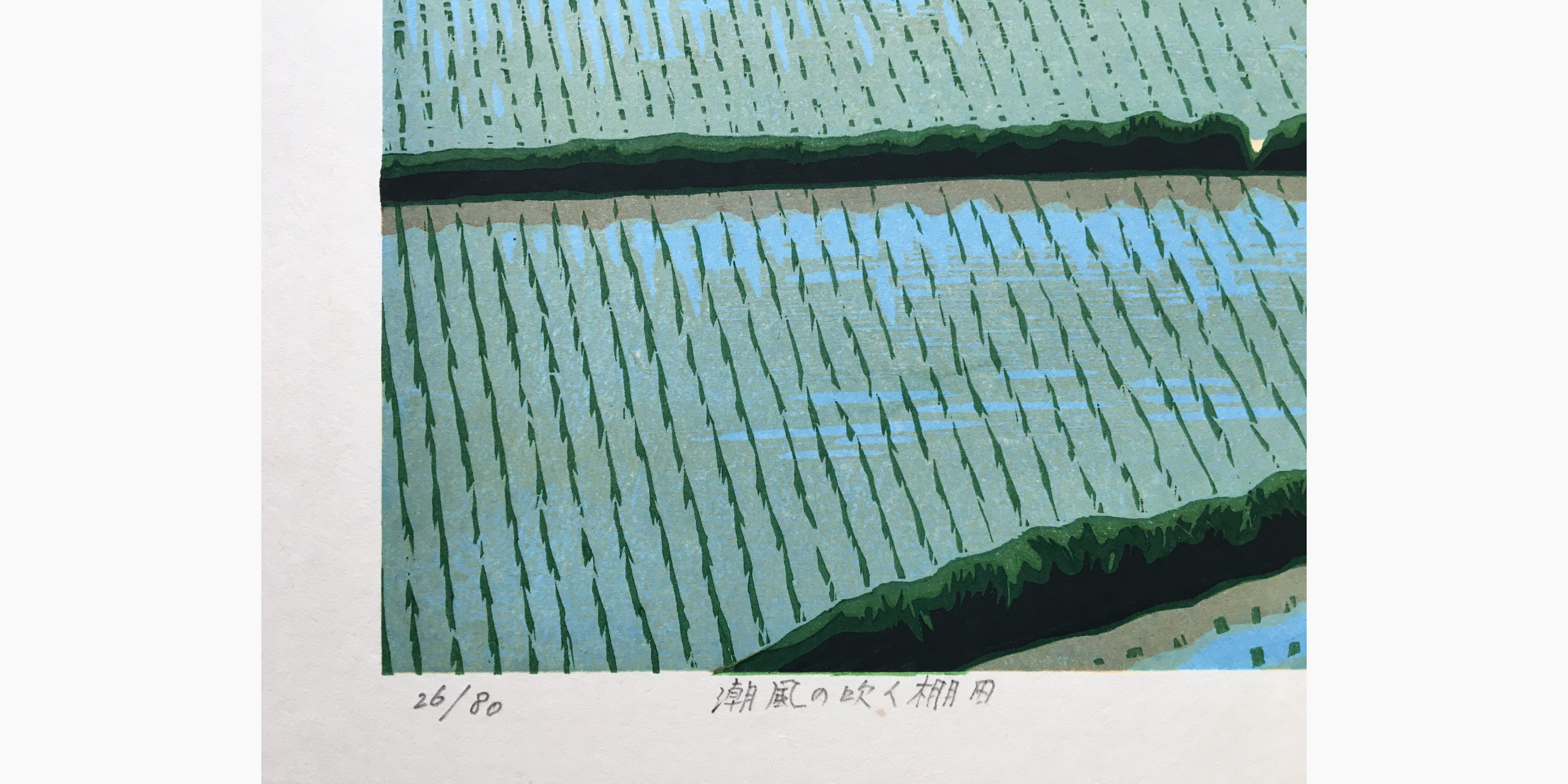Woodblock print - Maeda Koichi - Rice Terraces Where the Sea Breeze Blows