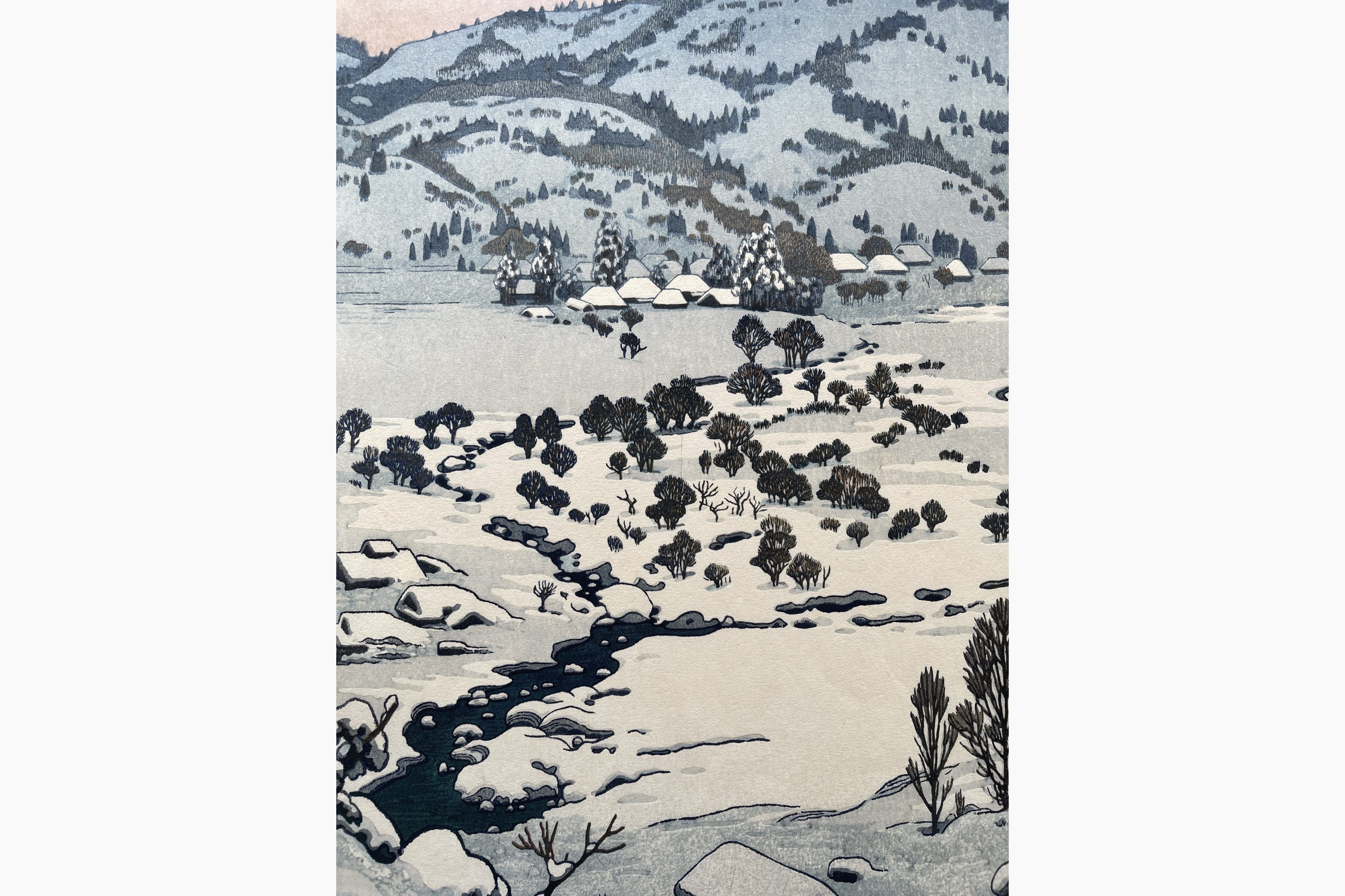 Woodblock print - Toshi Yoshida - Yukiguni