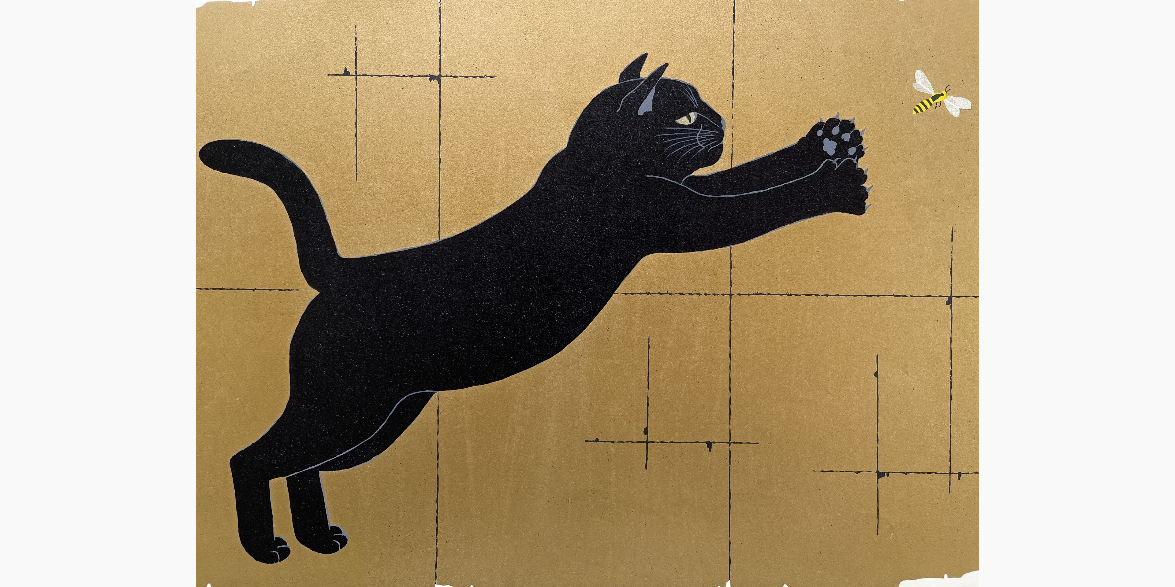 Japanese print - Nishida Tadashige - Missing 2 - Black Cat