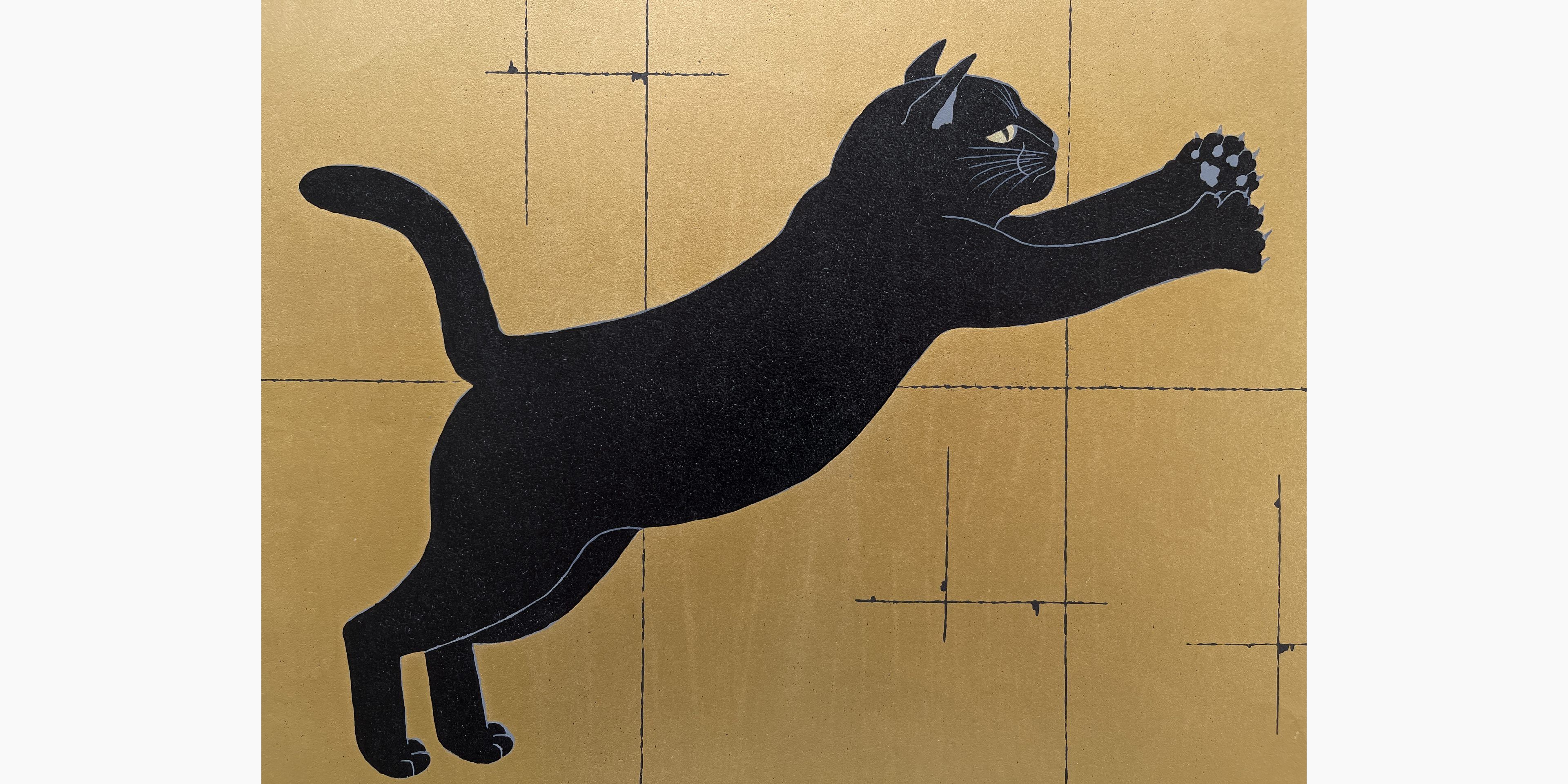Japanese woodcut - Nishida Tadashige - Missing 2 - Black Cat