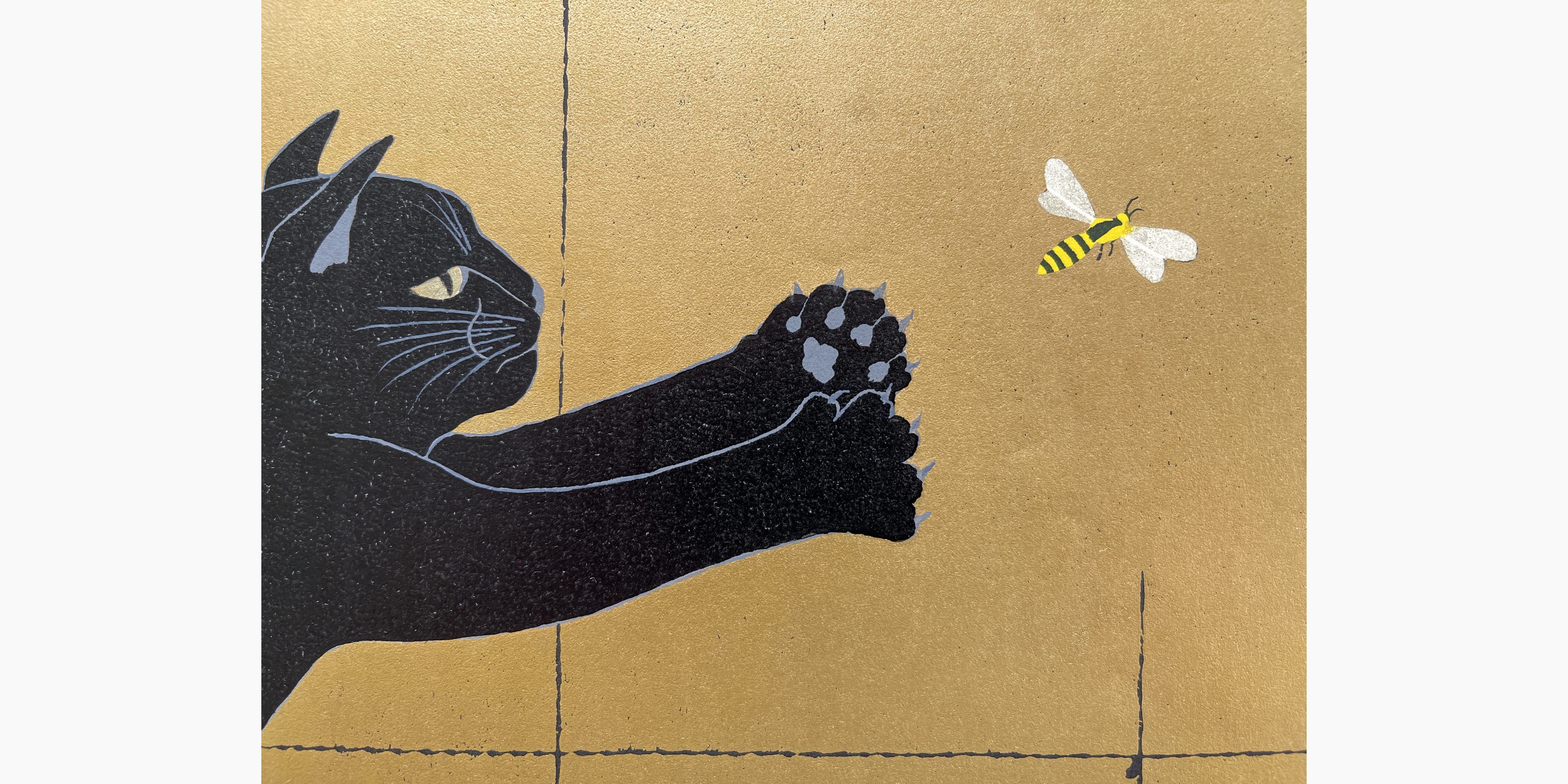 Japanese woodcut - Nishida Tadashige - Missing 2 - Black Cat