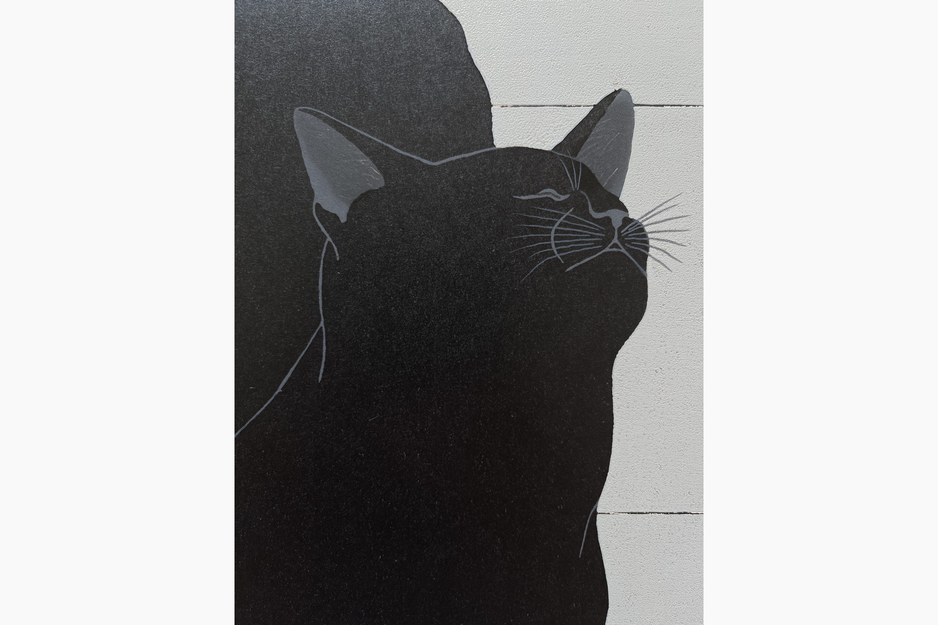 Original Japanese woodblock print - Nishida Tadashige - Cat Series - Innocence - Black Cat