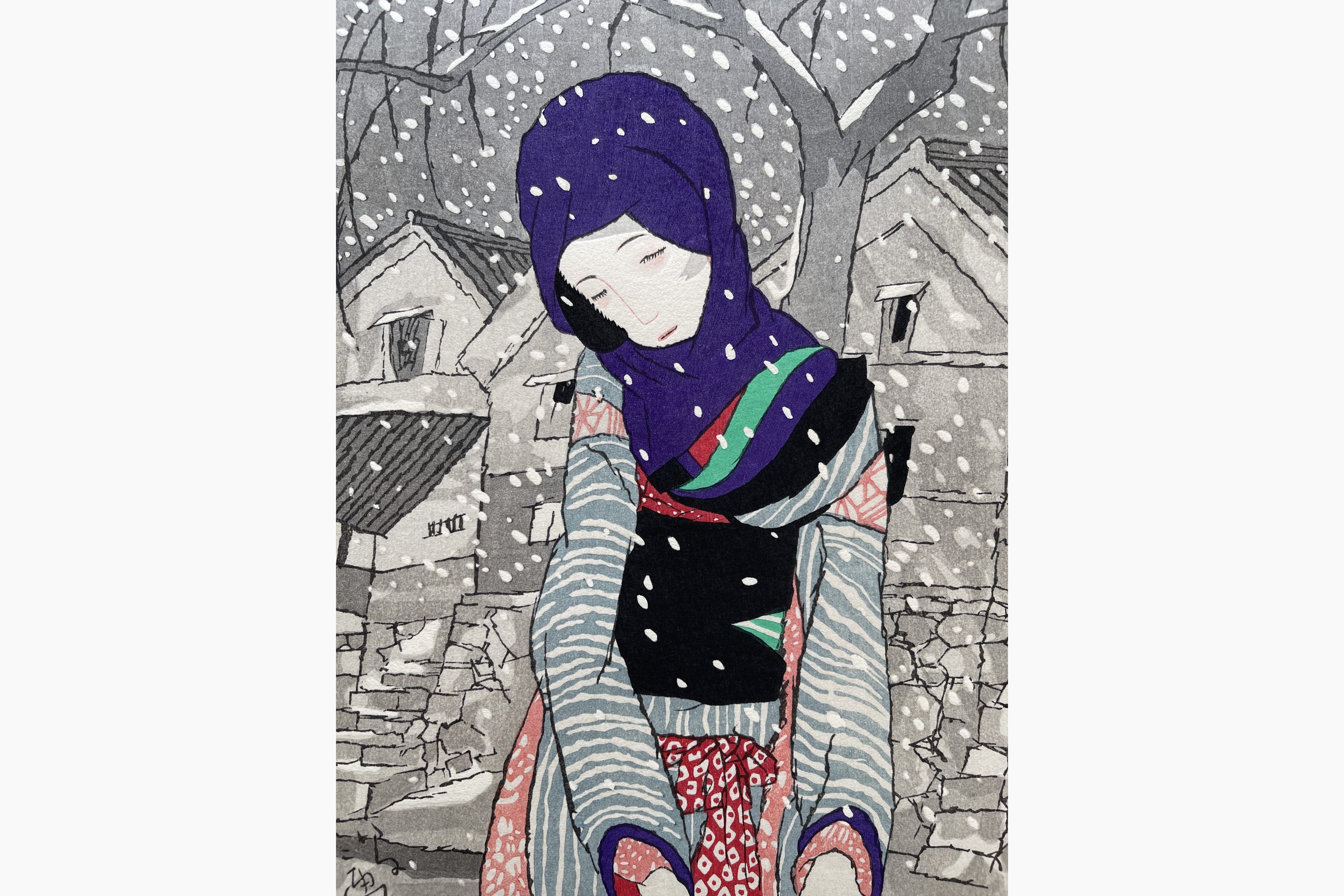 Japanese print - Yumeji Takehisa - Legend of the Snowy Night