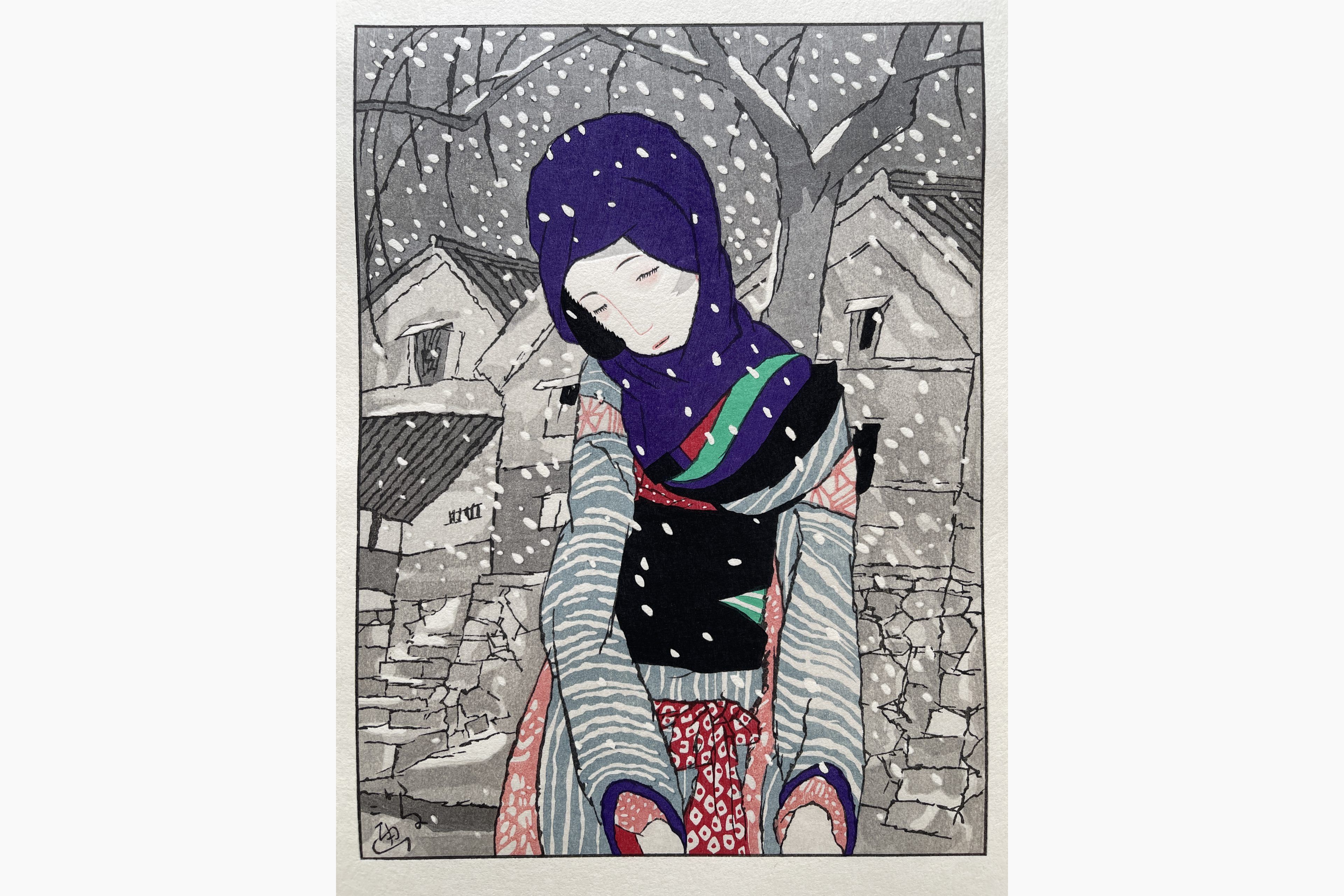 Japanese woodblock print - Yumeji Takehisa - Legend of the Snowy Night