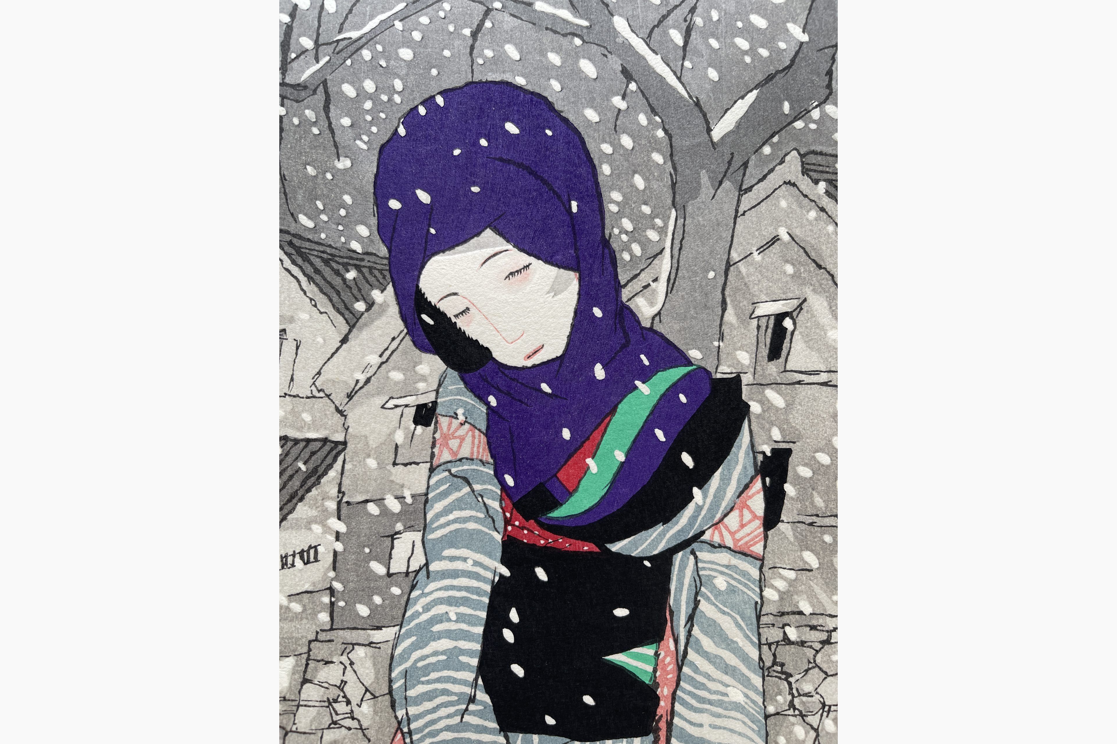 Woodblock print - Yumeji Takehisa - Legend of the Snowy Night