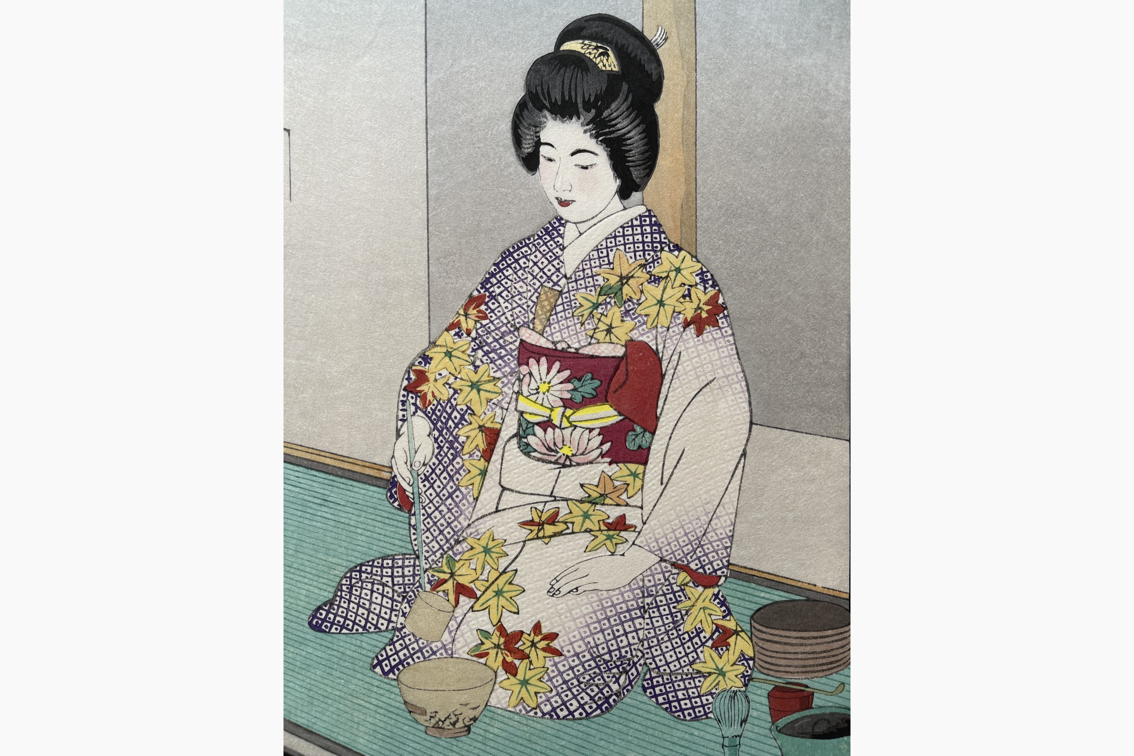 Woodblock print - Kasamatsu Shiro - Tea Ceremony
