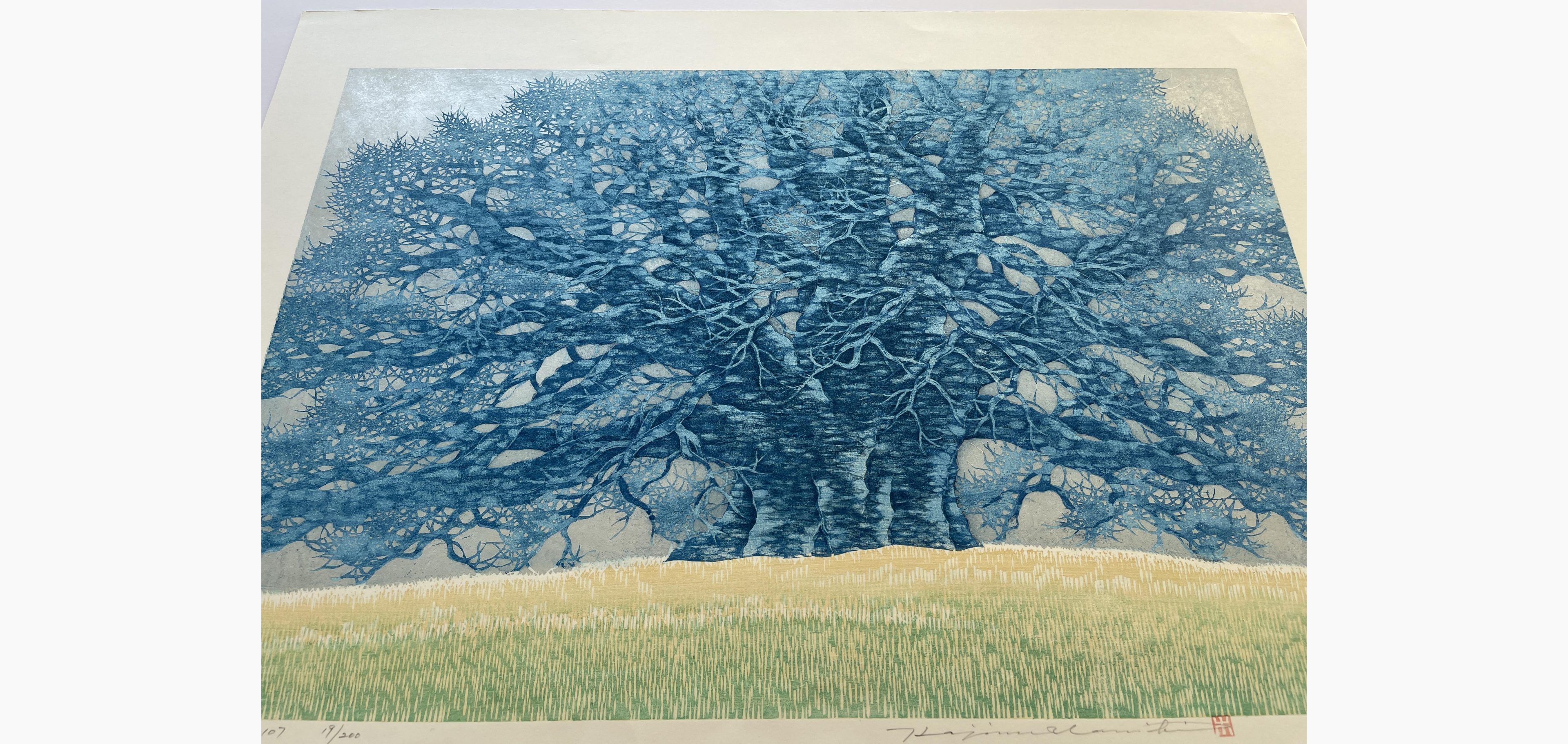 Original Japanese woodblock print - Hajime Namiki - Tree scene 107