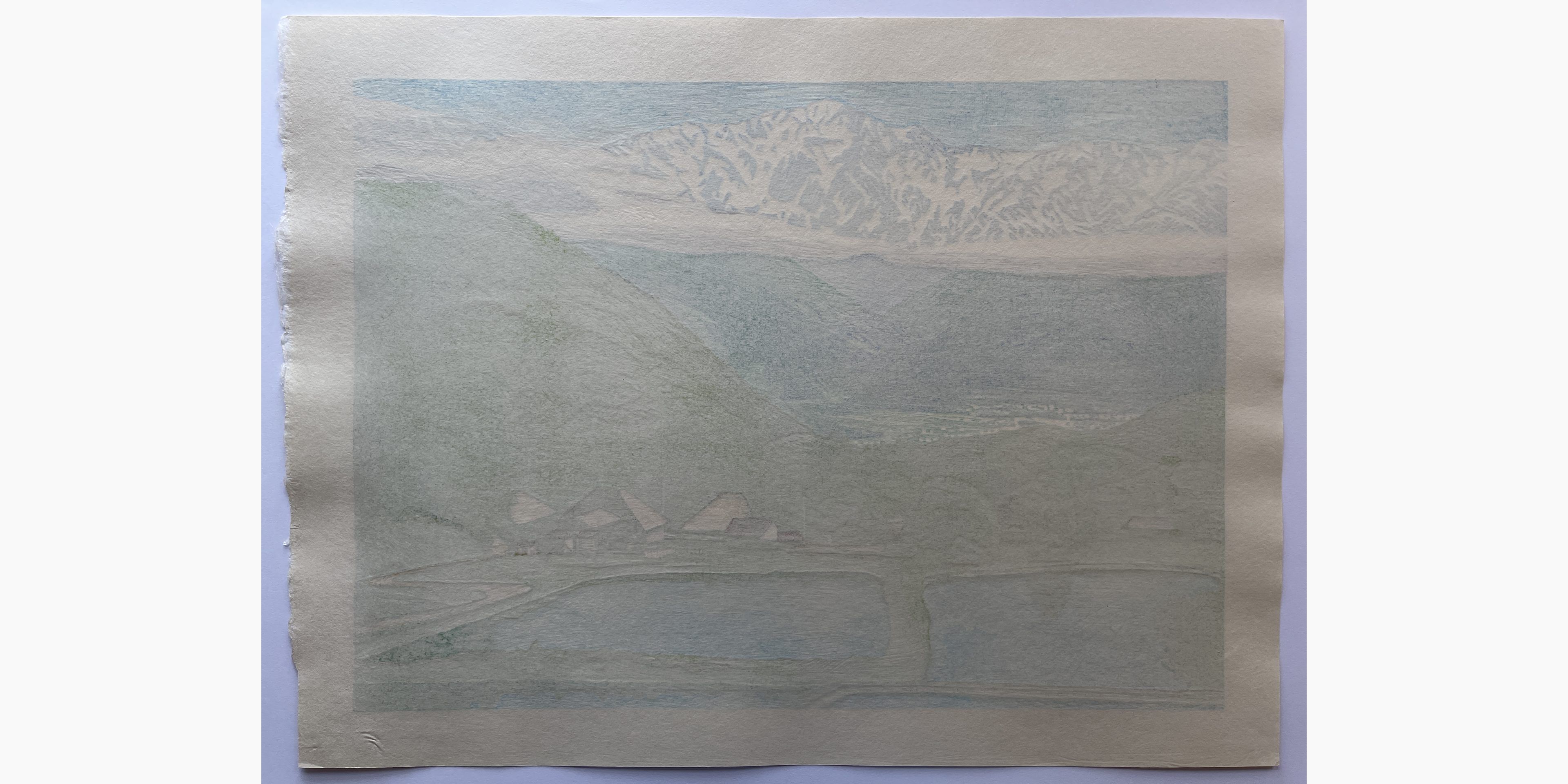 Original Japanese woodblock print - Koichi Maeda - Overlooking the Mountains