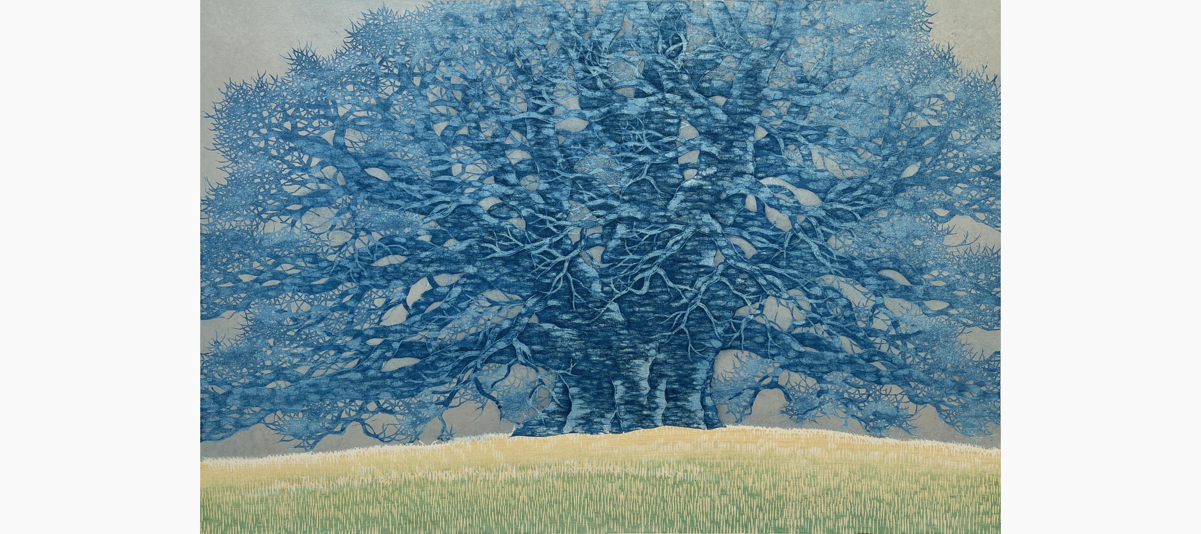 Original woodblock print - Hajime Namiki - Tree scene 107