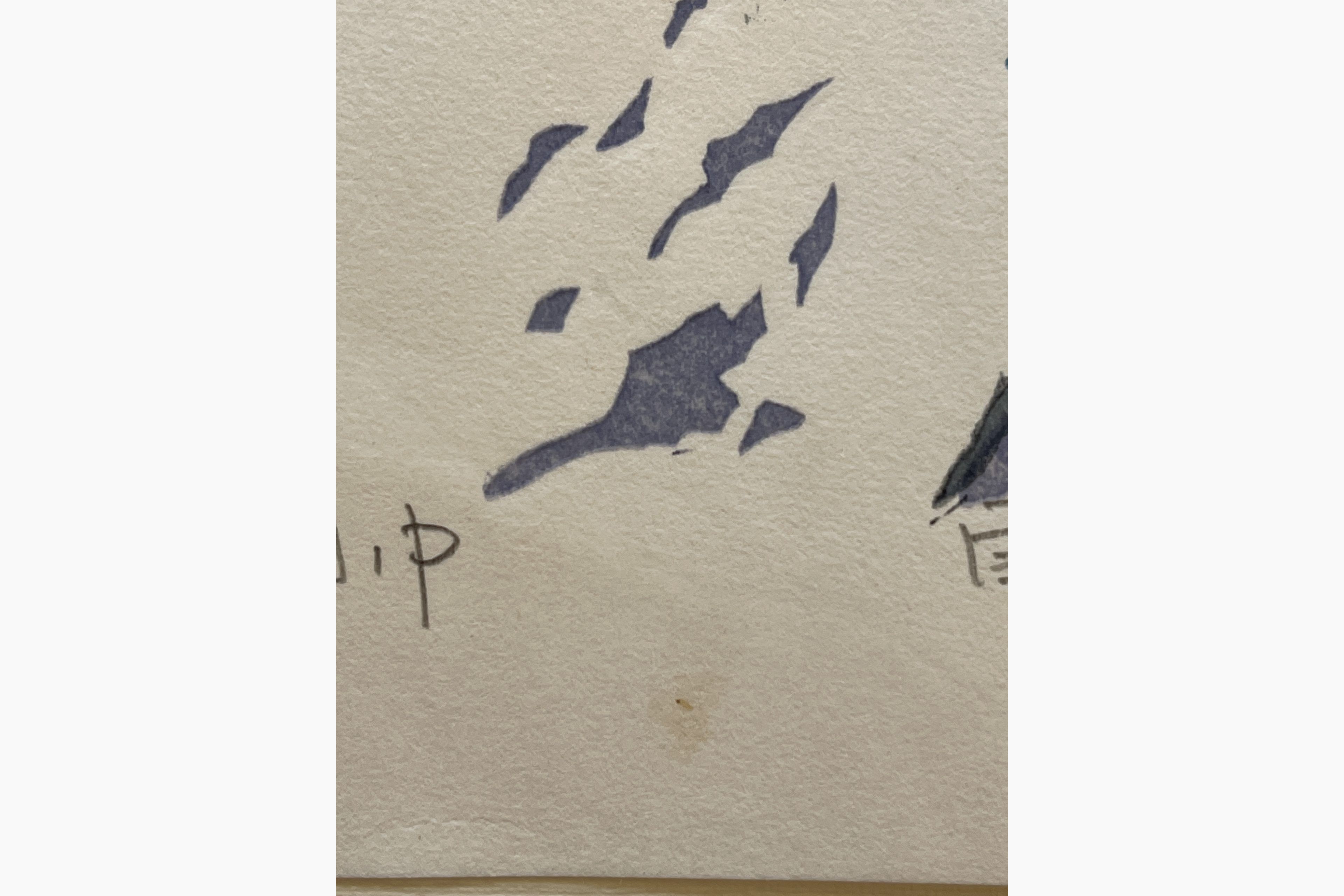 Japanese woodcut - Osamu Sugiyama - Climbing up along a Snow Ridge