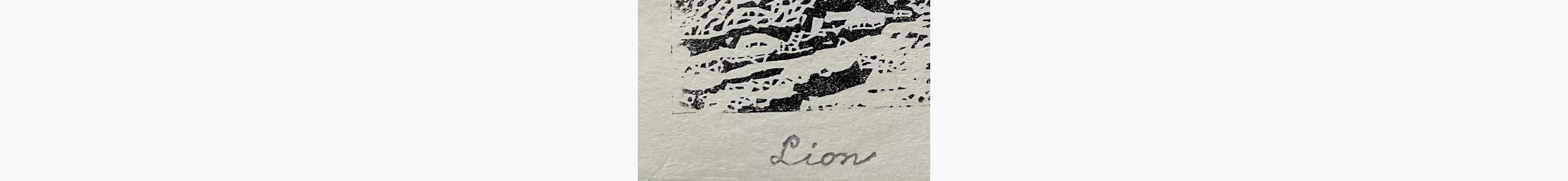 Woodblock print - Toshi Yoshida - Lion (female B)