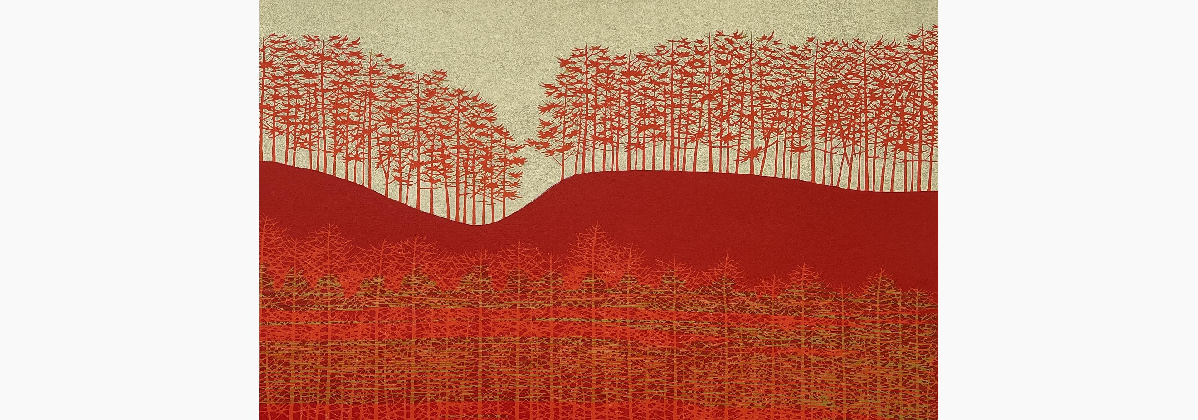 Japanese print - Nishida Tadashige - Lines of Trees