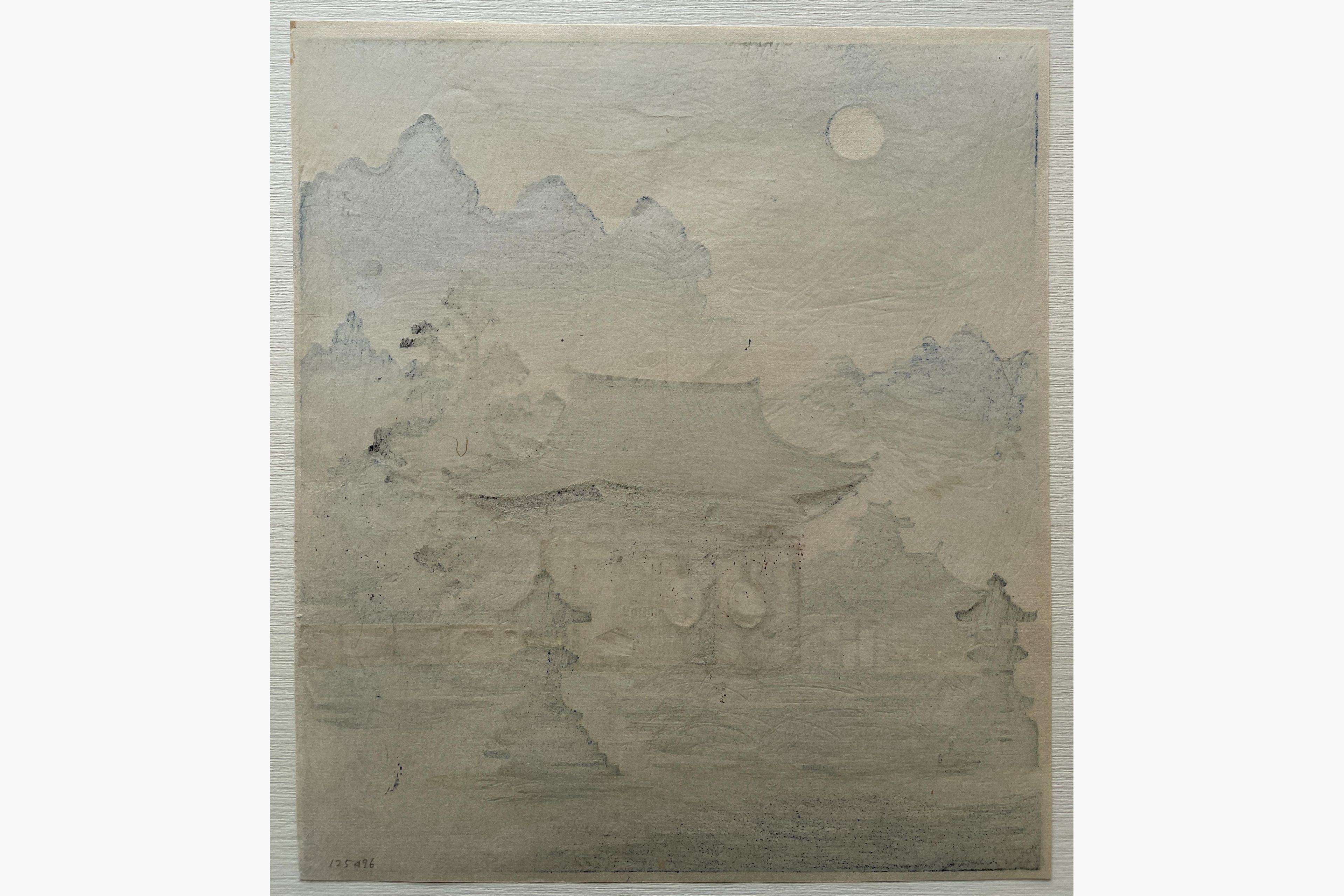 Japanese print - Tokuriki Tomikichiro - Full Moon at Ishiyama Temple