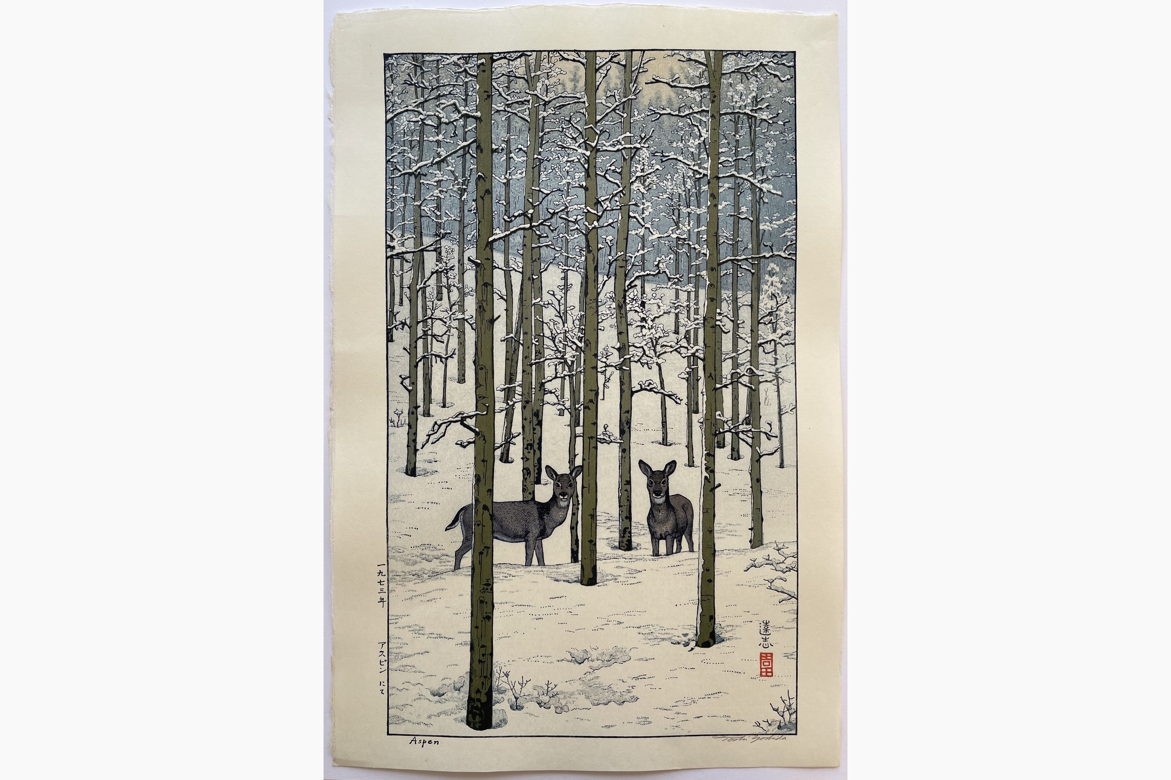 Japanese woodblock print - Toshi Yoshida - Aspen
