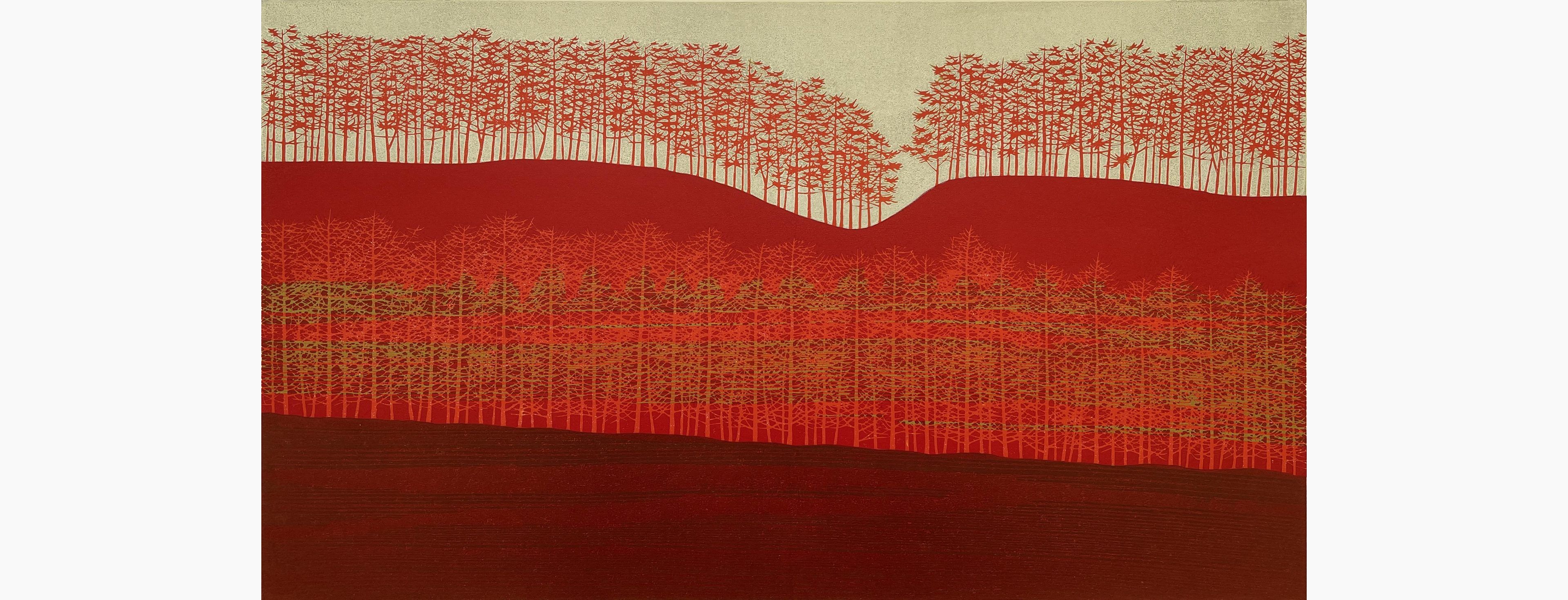 Japanese woodcut - Nishida Tadashige - Lines of Trees